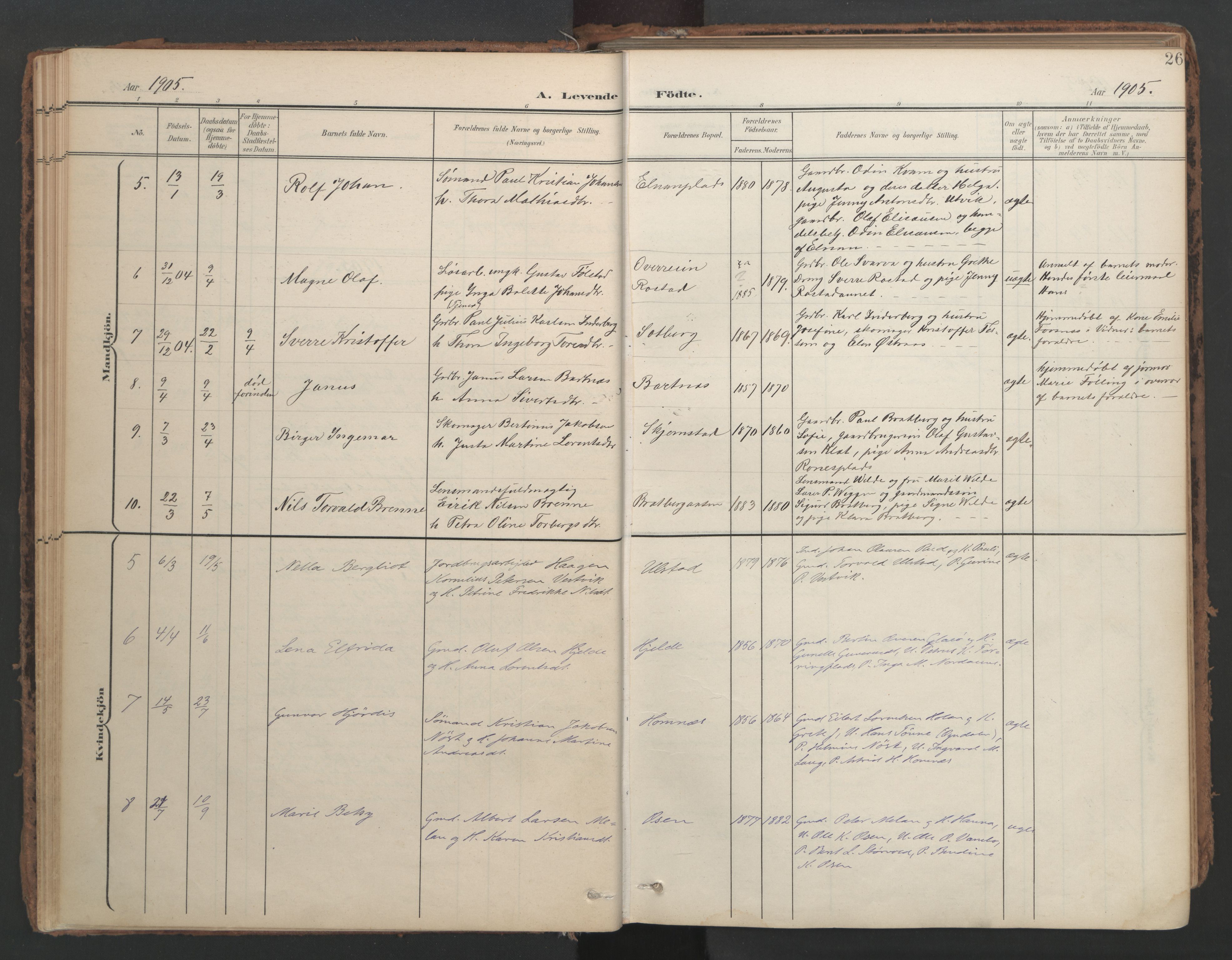 Ministerialprotokoller, klokkerbøker og fødselsregistre - Nord-Trøndelag, AV/SAT-A-1458/741/L0397: Parish register (official) no. 741A11, 1901-1911, p. 26