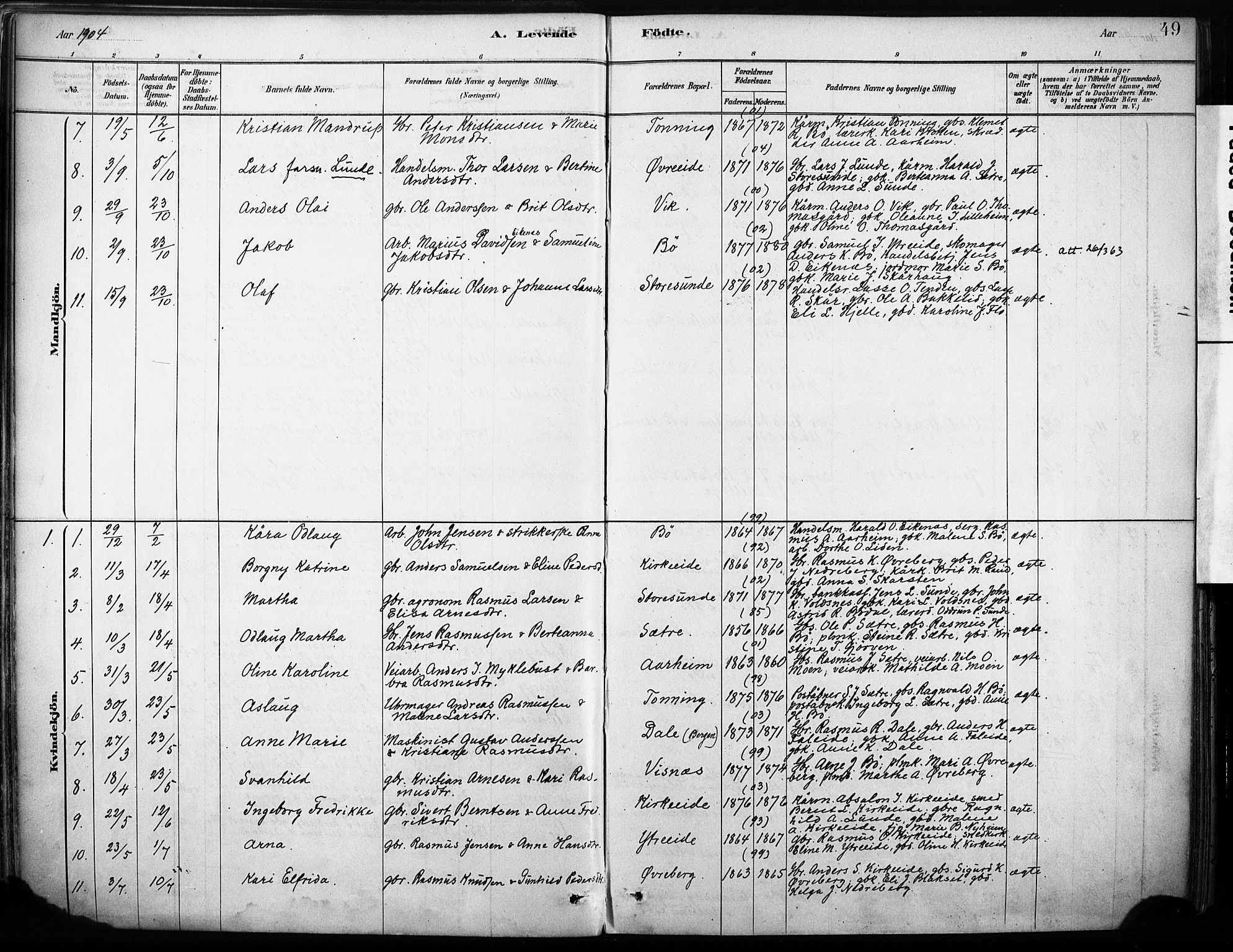 Stryn Sokneprestembete, AV/SAB-A-82501: Parish register (official) no. B 1, 1878-1907, p. 49