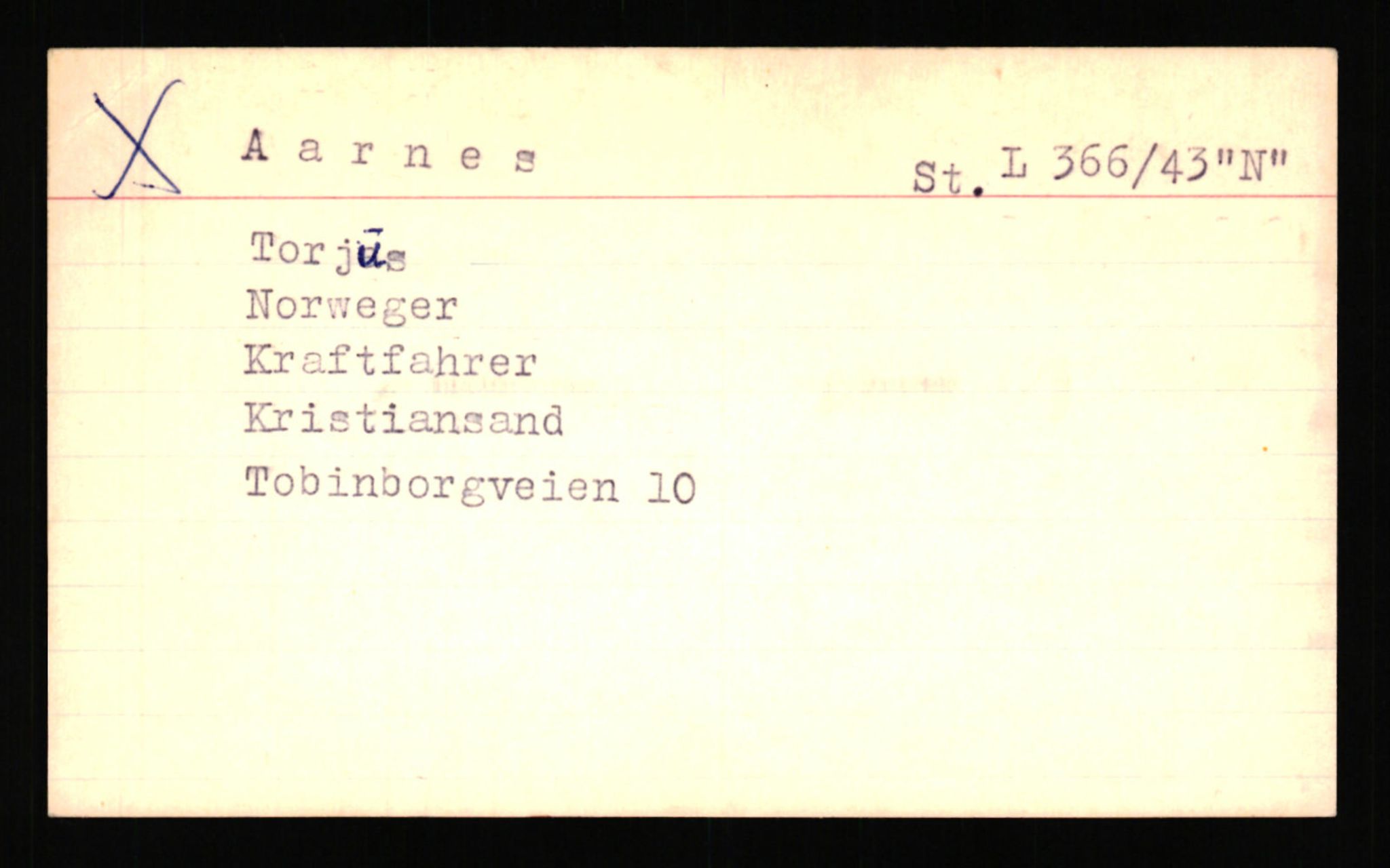 SS- und Polizeigericht Nord (IX), AV/RA-RAFA-3182/0001/C/Ca/L0001: kartotekkort for personer alfabetisk på etternavn: A-C, 1940-1945, p. 16