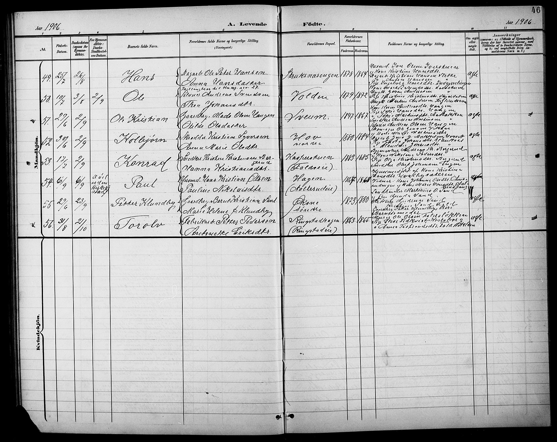 Søndre Land prestekontor, AV/SAH-PREST-122/L/L0004: Parish register (copy) no. 4, 1901-1915, p. 46