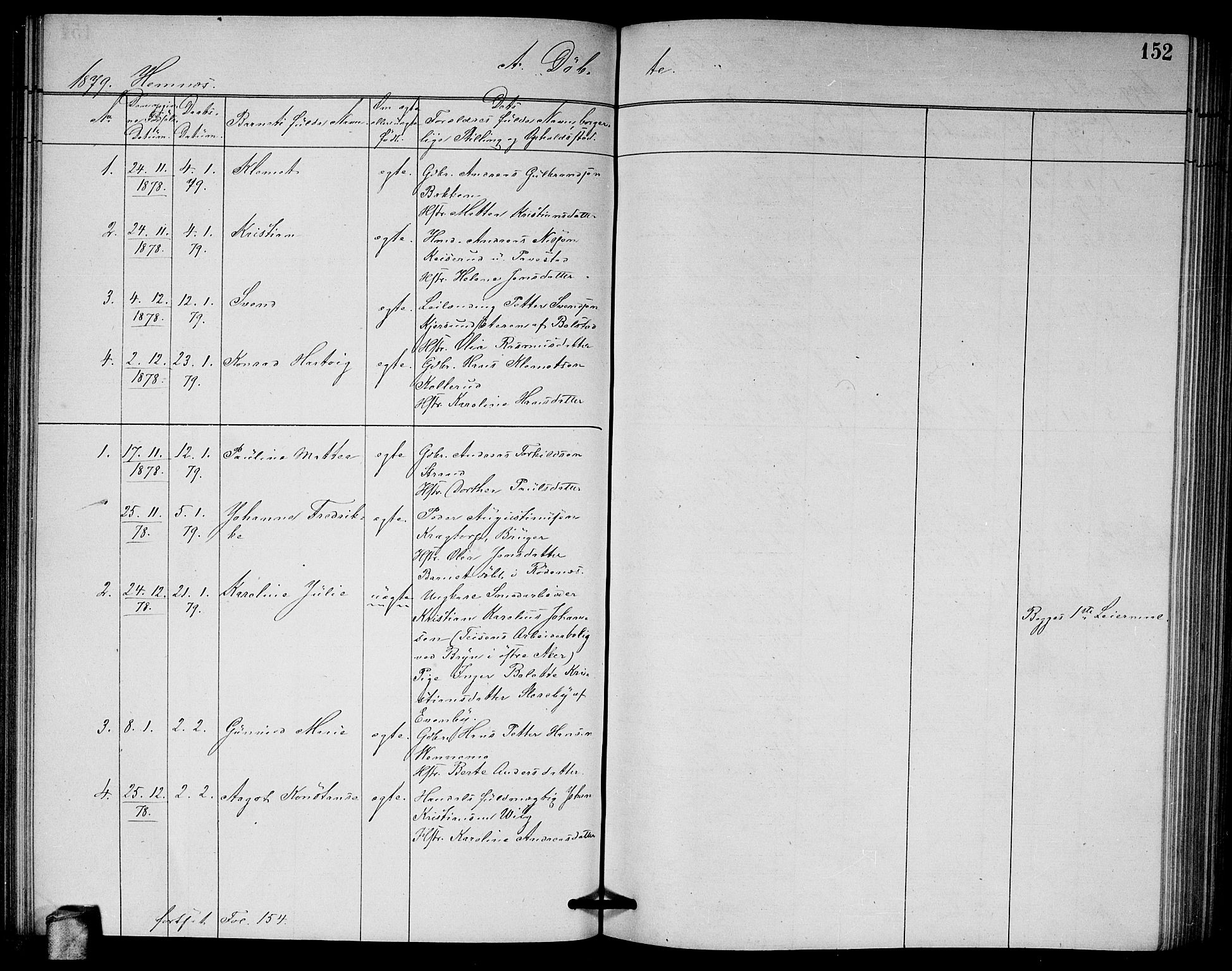 Høland prestekontor Kirkebøker, AV/SAO-A-10346a/G/Ga/L0006: Parish register (copy) no. I 6, 1869-1879, p. 152