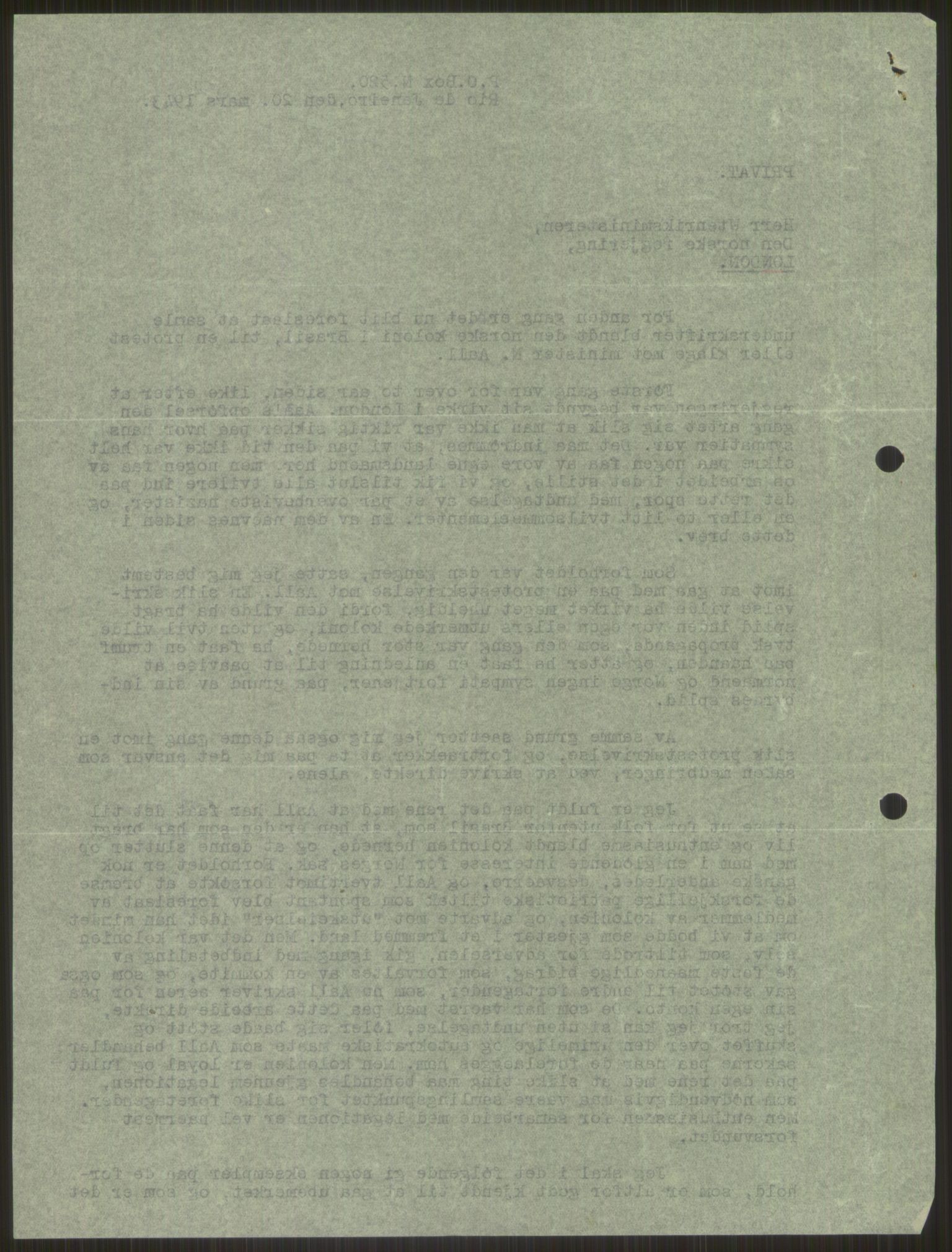 Lie, Trygve, AV/RA-PA-1407/D/L0005: Blandet korrespondanse., 1941-1945, p. 304