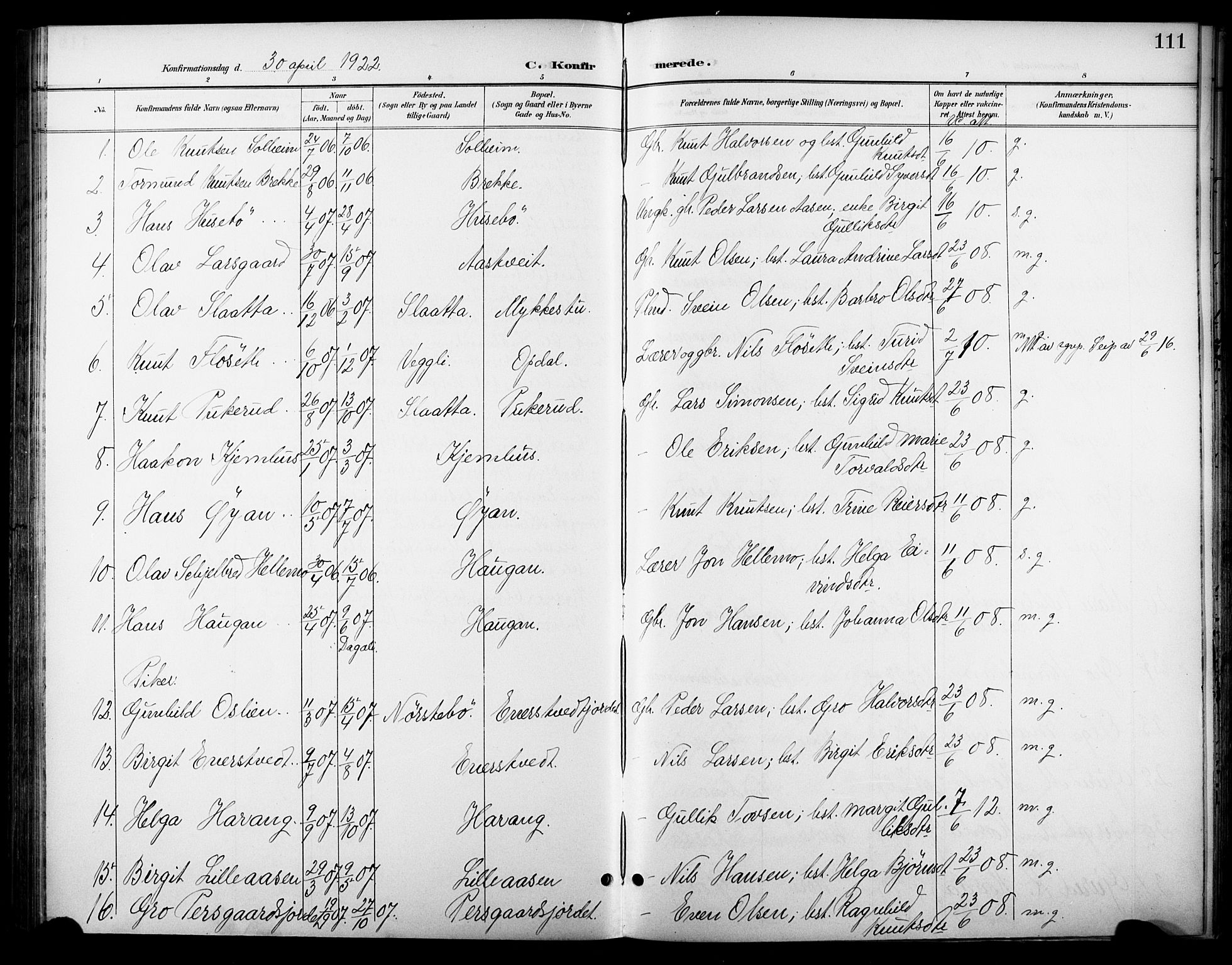 Nore kirkebøker, SAKO/A-238/F/Fc/L0005: Parish register (official) no. III 5, 1898-1922, p. 111