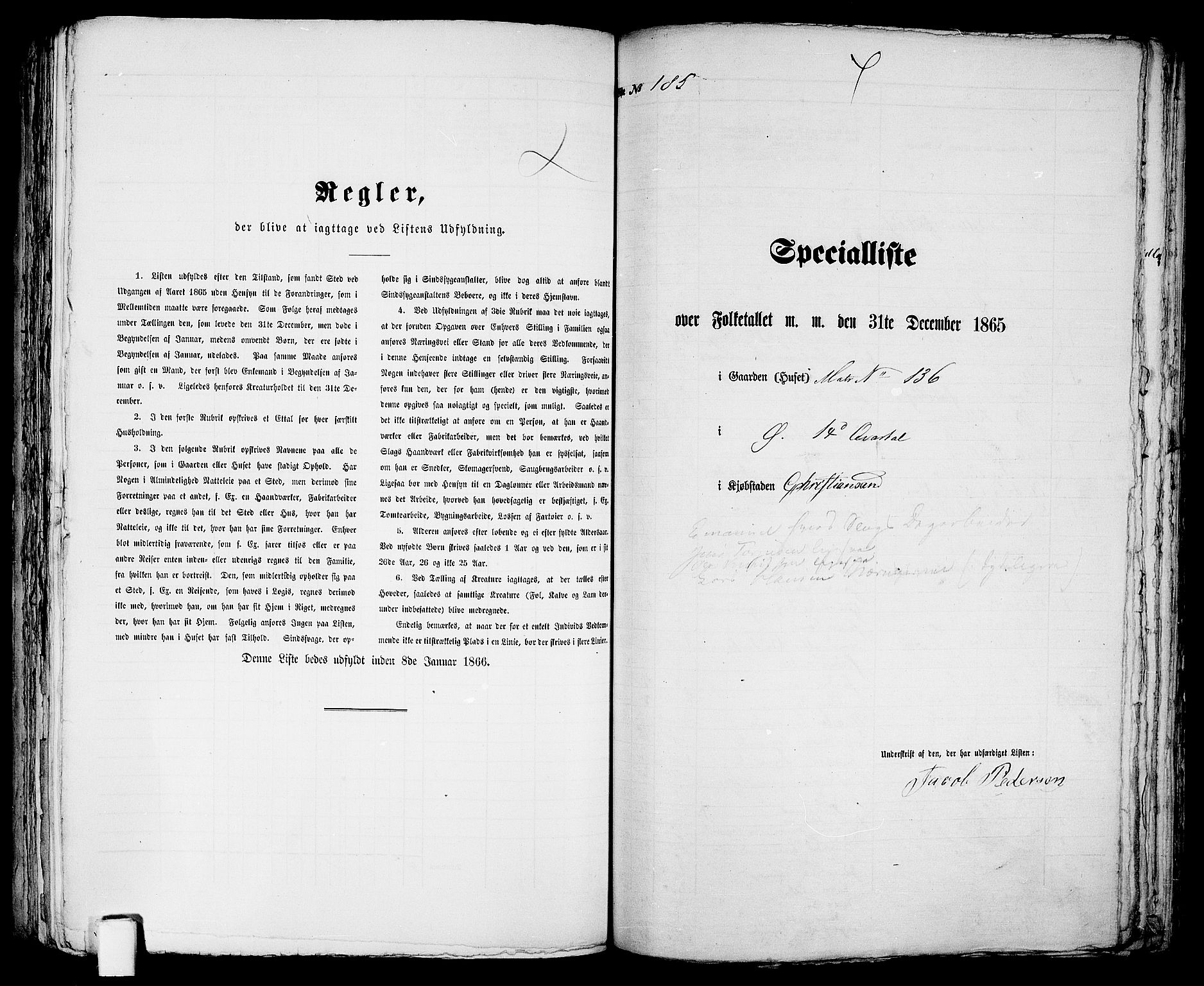 RA, 1865 census for Kristiansand, 1865, p. 386