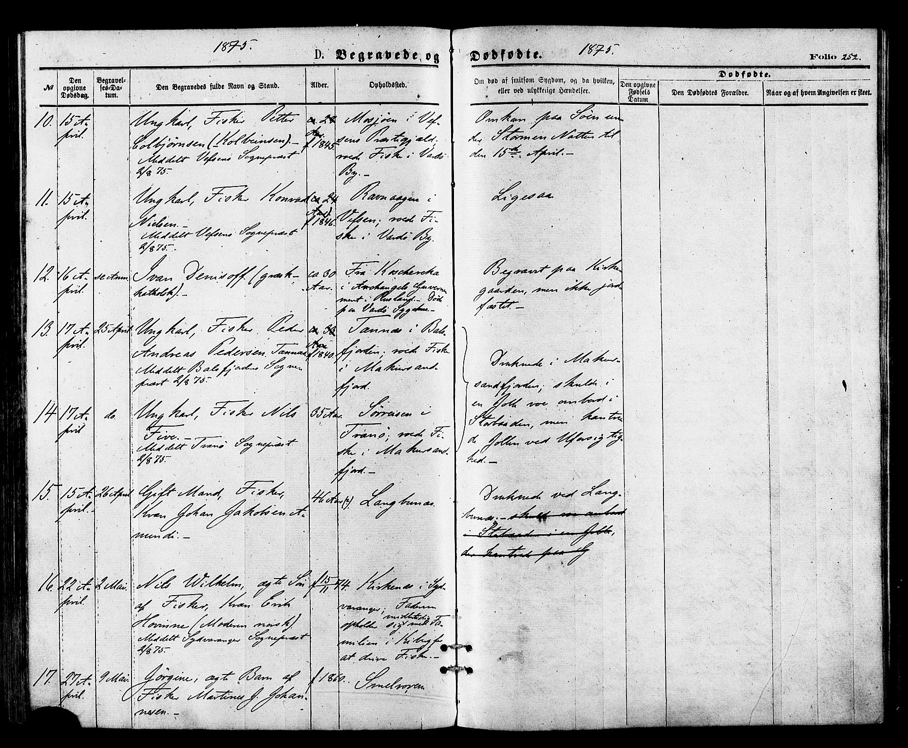 Vardø sokneprestkontor, SATØ/S-1332/H/Ha/L0005kirke: Parish register (official) no. 5, 1872-1878, p. 252