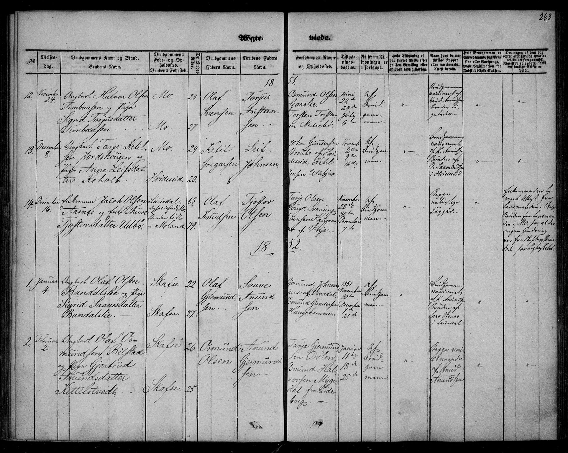 Mo kirkebøker, SAKO/A-286/F/Fa/L0005: Parish register (official) no. I 5, 1844-1864, p. 263