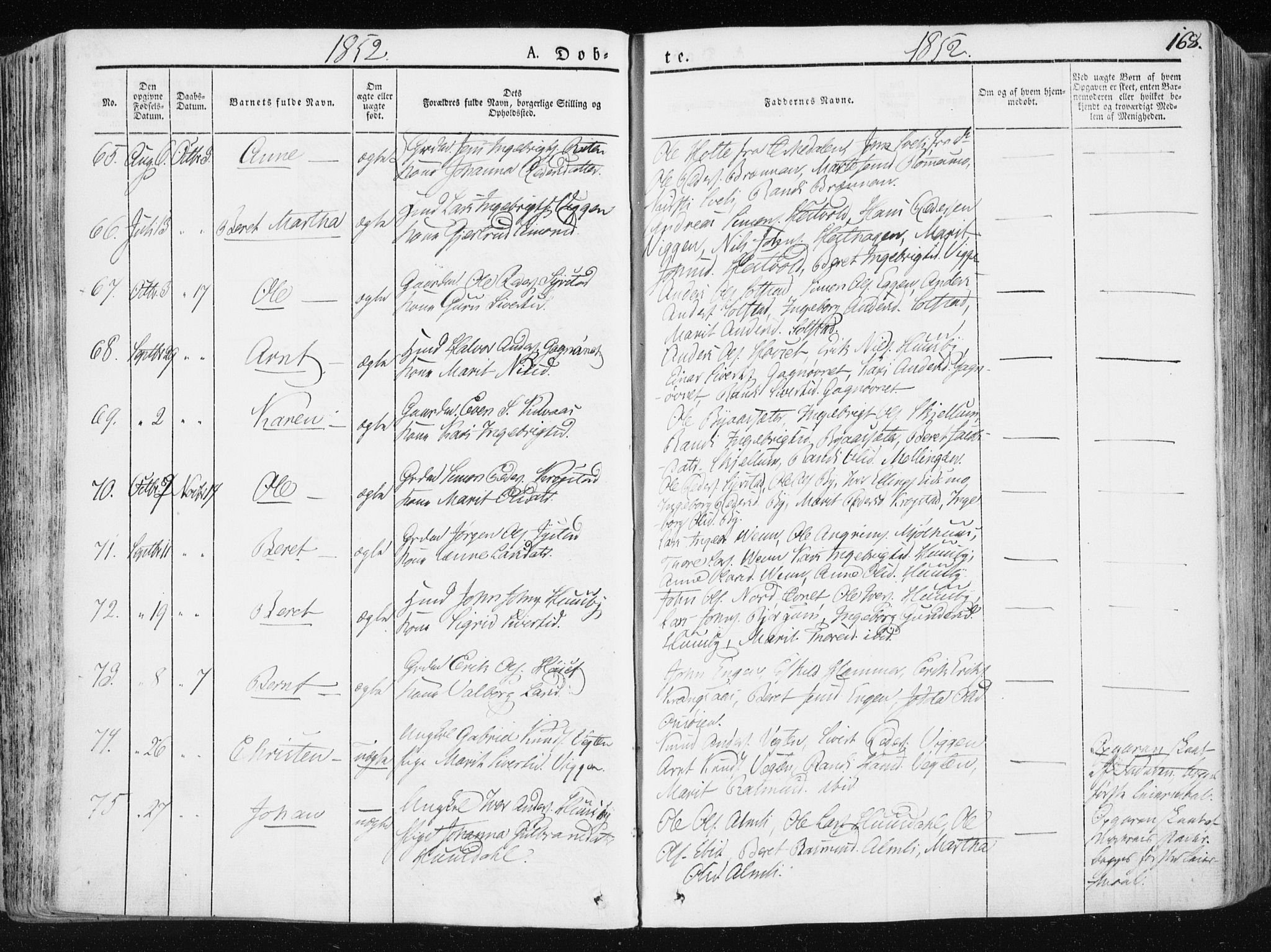 Ministerialprotokoller, klokkerbøker og fødselsregistre - Sør-Trøndelag, AV/SAT-A-1456/665/L0771: Parish register (official) no. 665A06, 1830-1856, p. 168