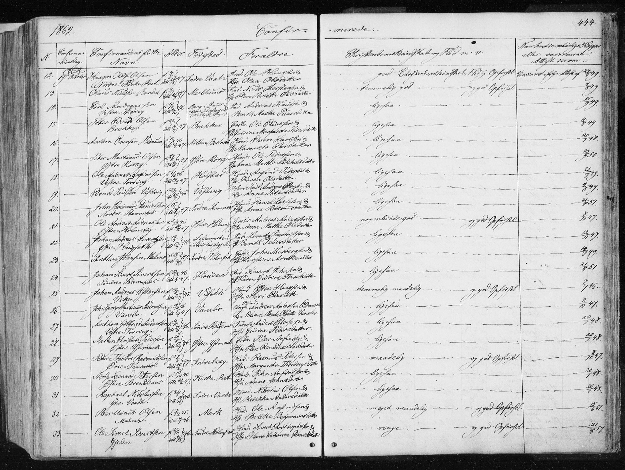 Ministerialprotokoller, klokkerbøker og fødselsregistre - Nord-Trøndelag, SAT/A-1458/741/L0393: Parish register (official) no. 741A07, 1849-1863, p. 444