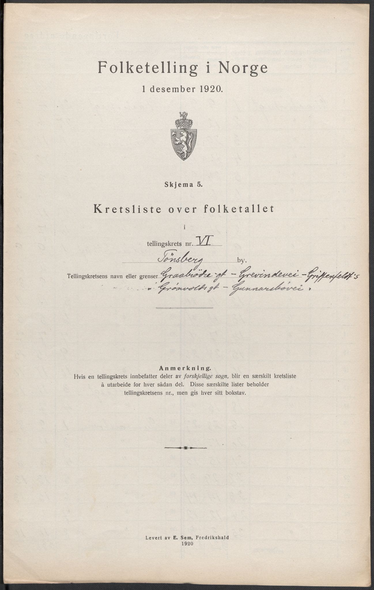 SAKO, 1920 census for Tønsberg, 1920, p. 16