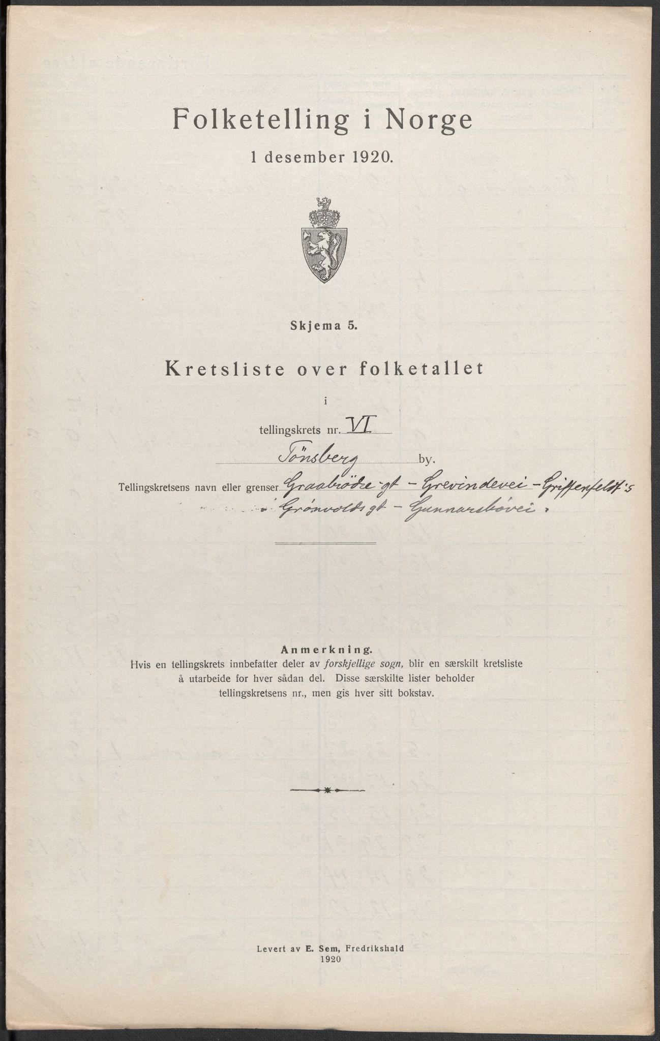 SAKO, 1920 census for Tønsberg, 1920, p. 16