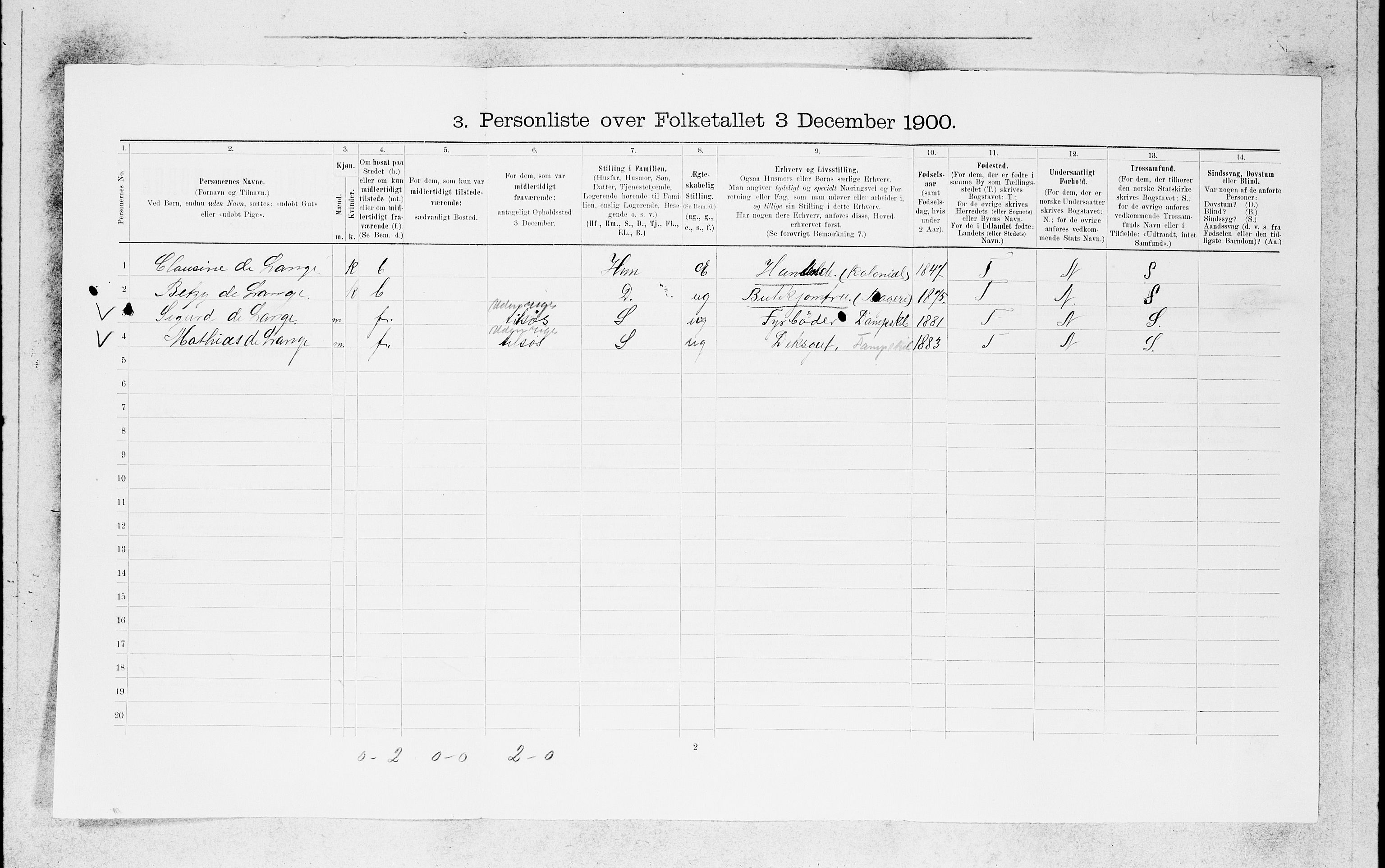 SAB, 1900 census for Bergen, 1900, p. 4686