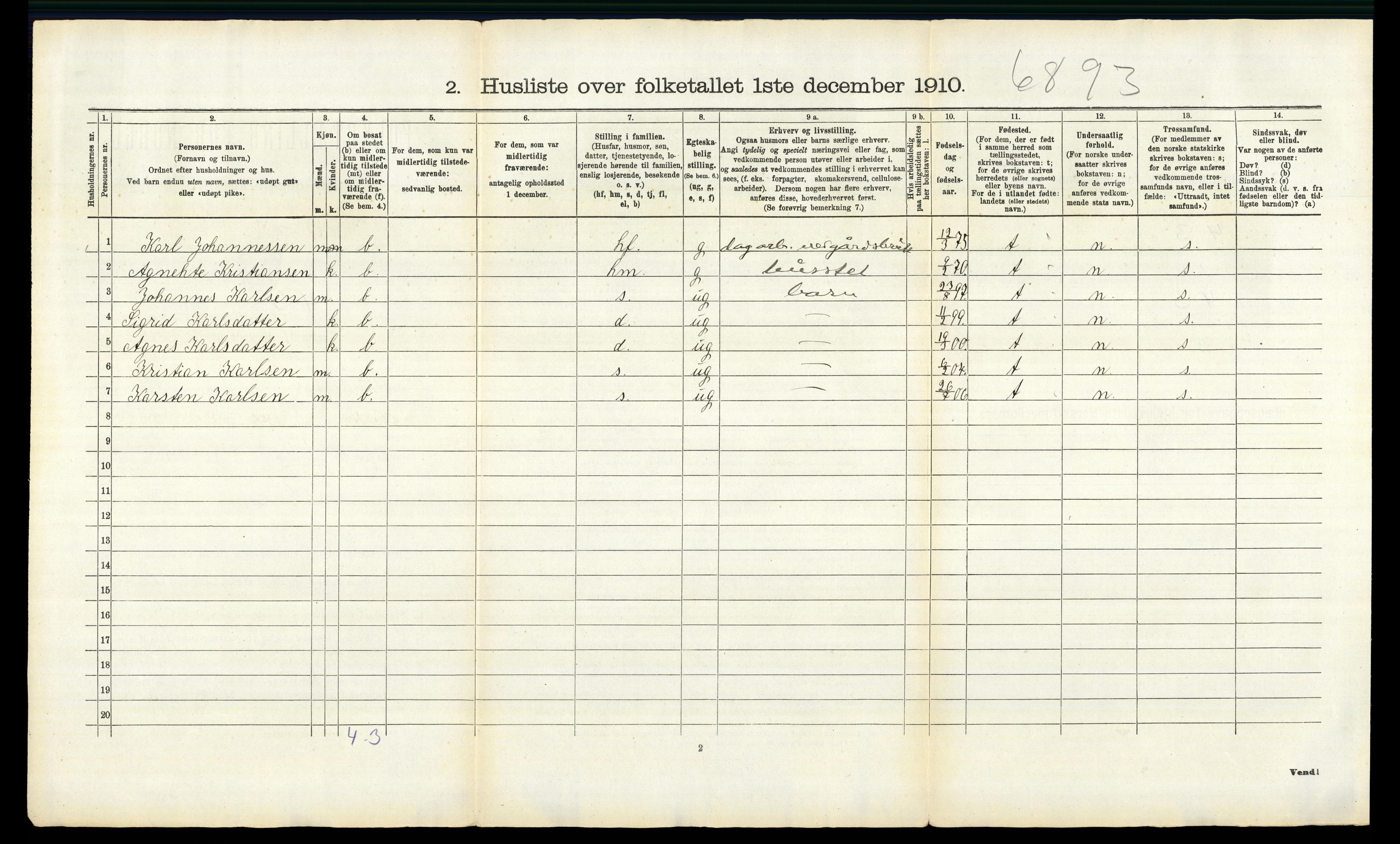 RA, 1910 census for Ringsaker, 1910, p. 2042