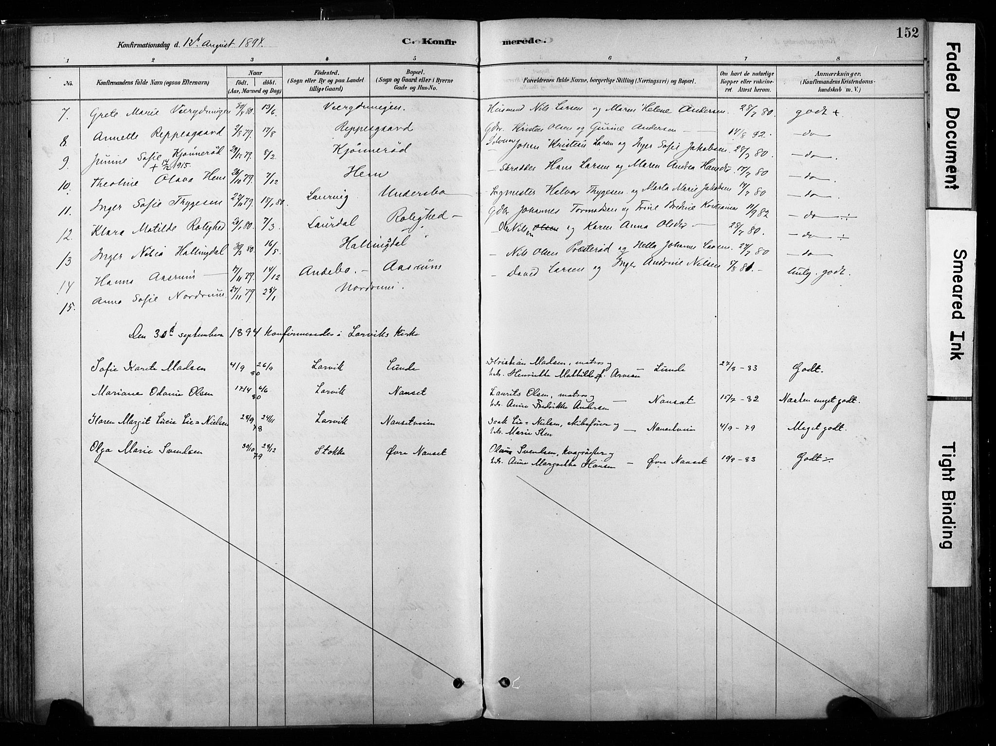 Hedrum kirkebøker, AV/SAKO-A-344/F/Fa/L0009: Parish register (official) no. I 9, 1881-1903, p. 152