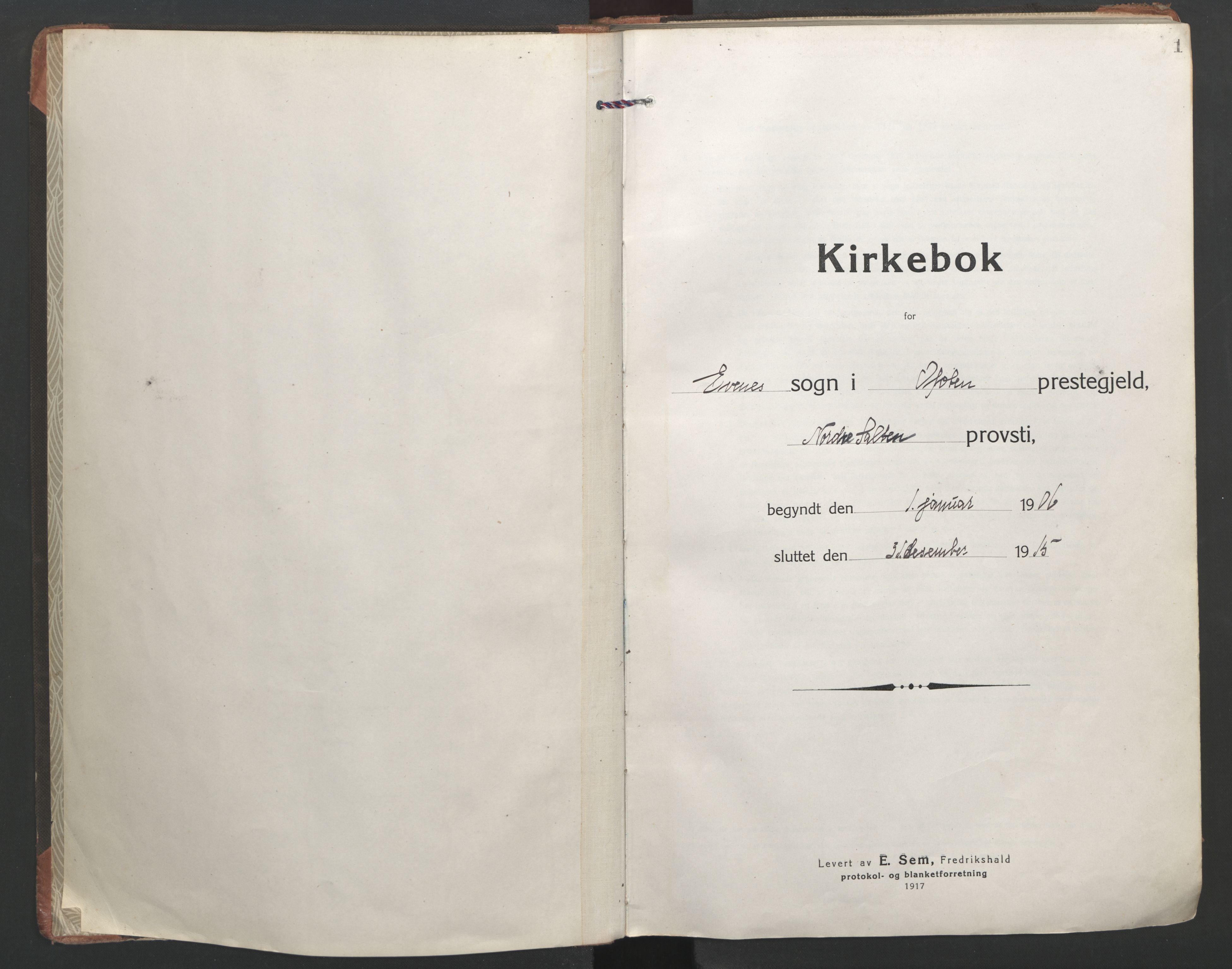 Ministerialprotokoller, klokkerbøker og fødselsregistre - Nordland, AV/SAT-A-1459/863/L0900: Parish register (official) no. 863A12, 1906-1915, p. 1