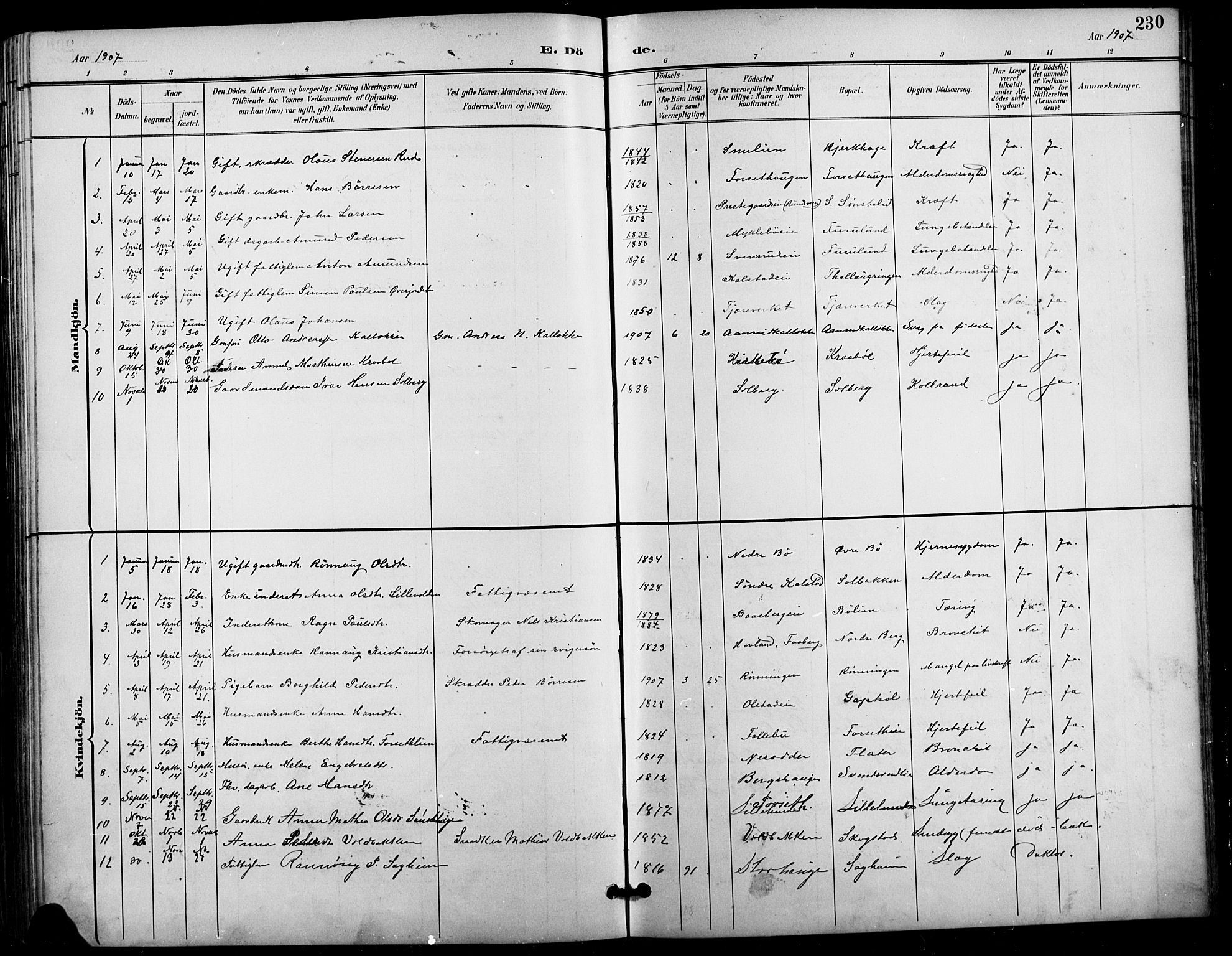 Vestre Gausdal prestekontor, SAH/PREST-094/H/Ha/Hab/L0003: Parish register (copy) no. 3, 1896-1925, p. 230
