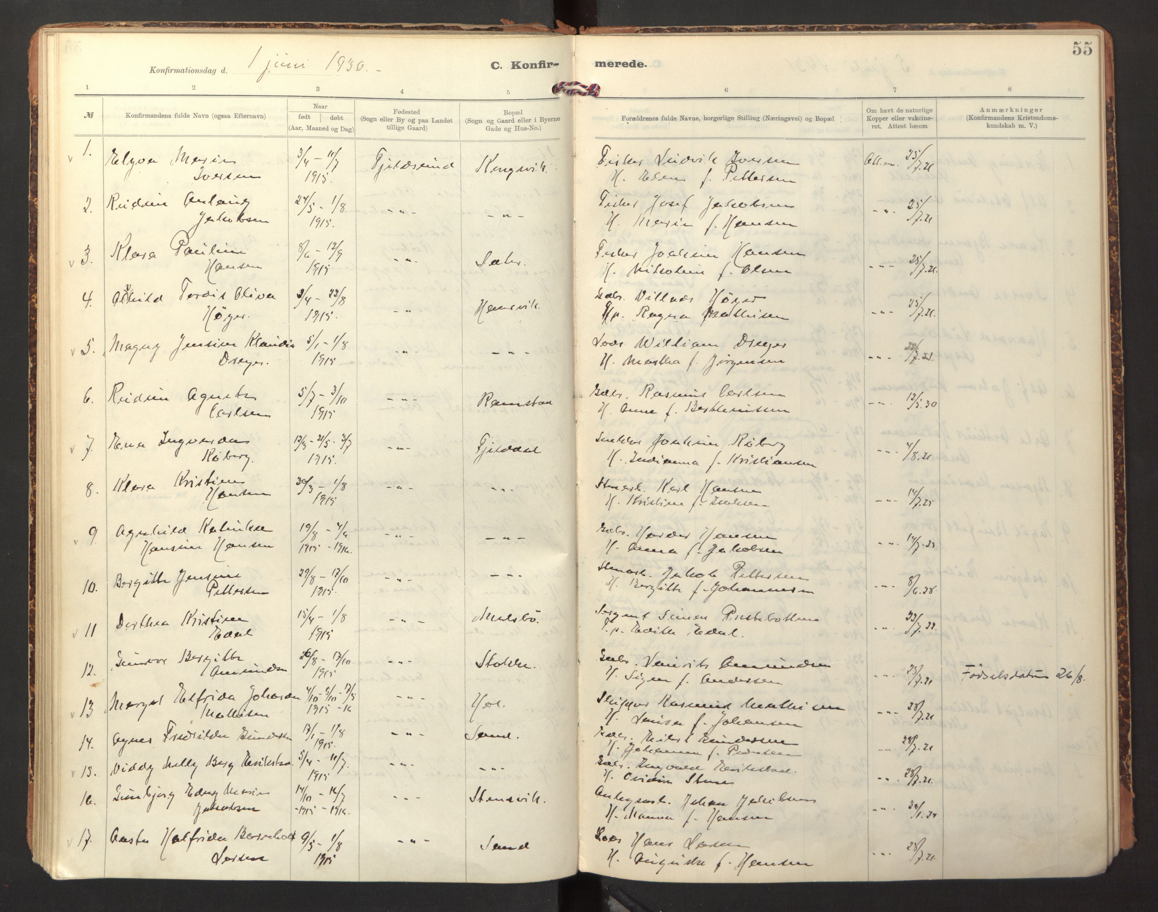 Ministerialprotokoller, klokkerbøker og fødselsregistre - Nordland, SAT/A-1459/865/L0927: Parish register (official) no. 865A05, 1911-1935, p. 55