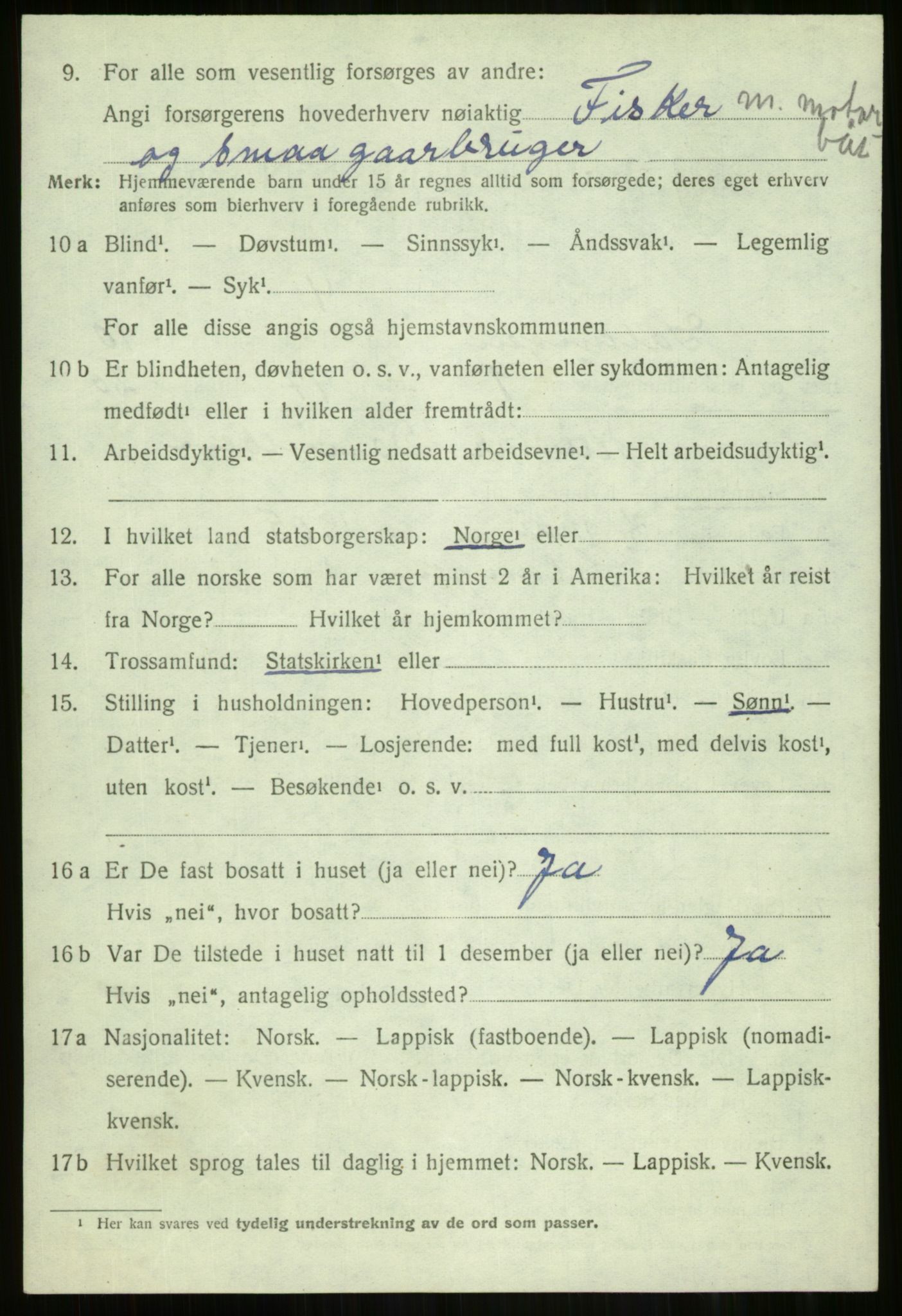 SATØ, 1920 census for Salangen, 1920, p. 6275