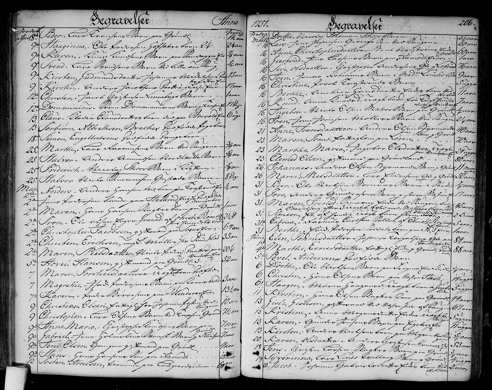 Aker prestekontor kirkebøker, AV/SAO-A-10861/F/L0008: Parish register (official) no. 8, 1749-1765, p. 206