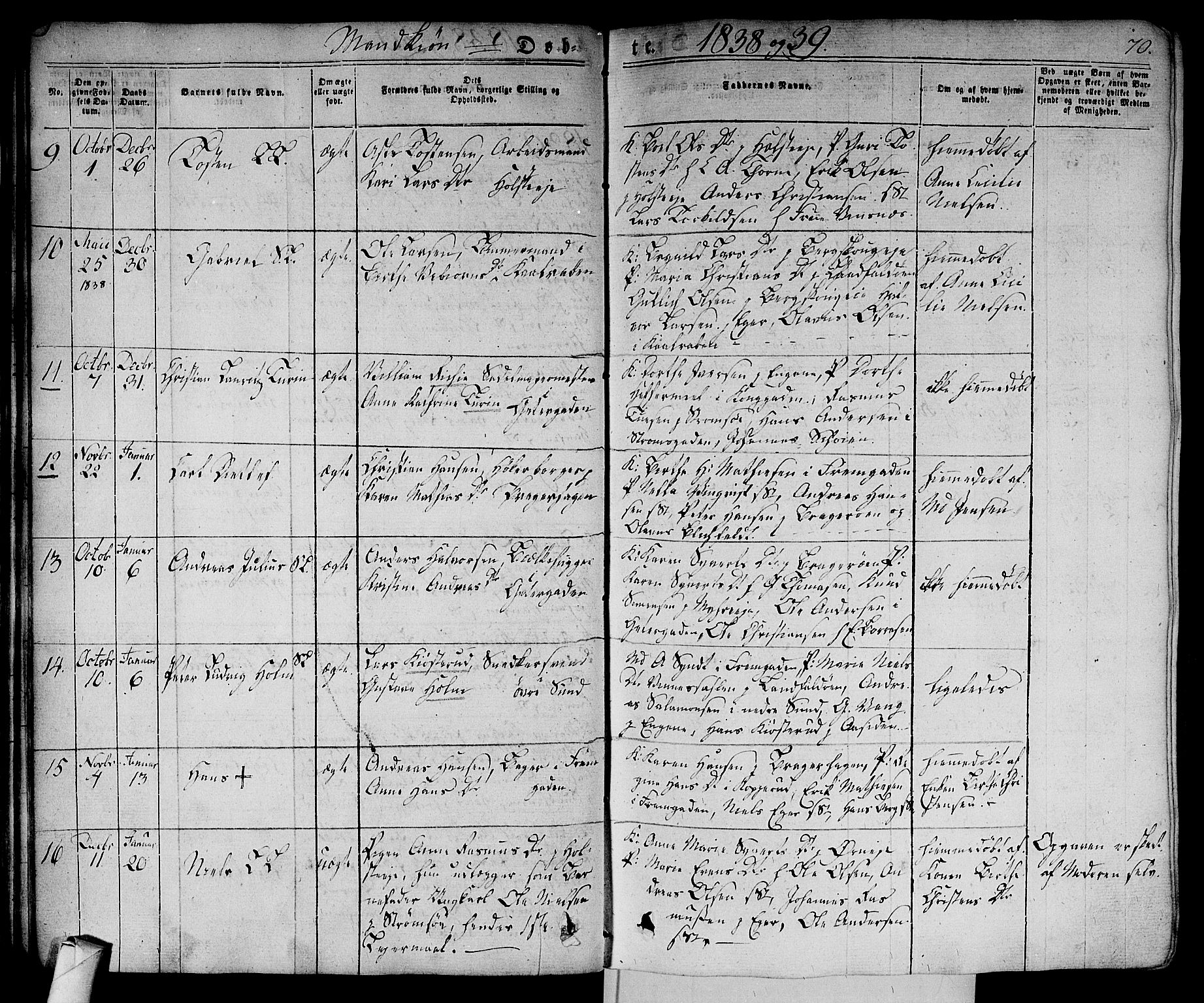 Bragernes kirkebøker, SAKO/A-6/F/Fb/L0001: Parish register (official) no. II 1, 1830-1847, p. 70