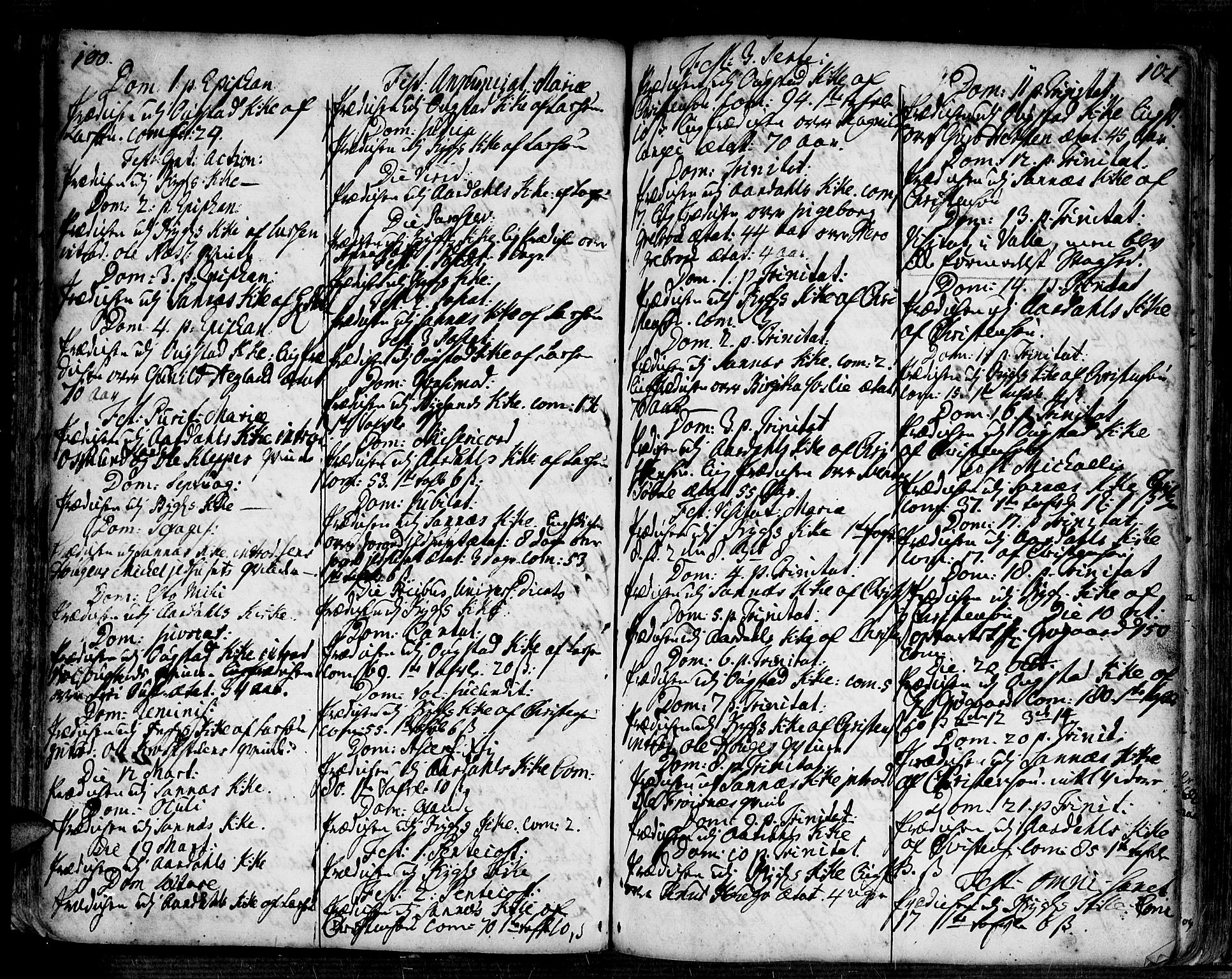 Bygland sokneprestkontor, AV/SAK-1111-0006/F/Fa/Fab/L0001: Parish register (official) no. A 1, 1725-1766, p. 100-101