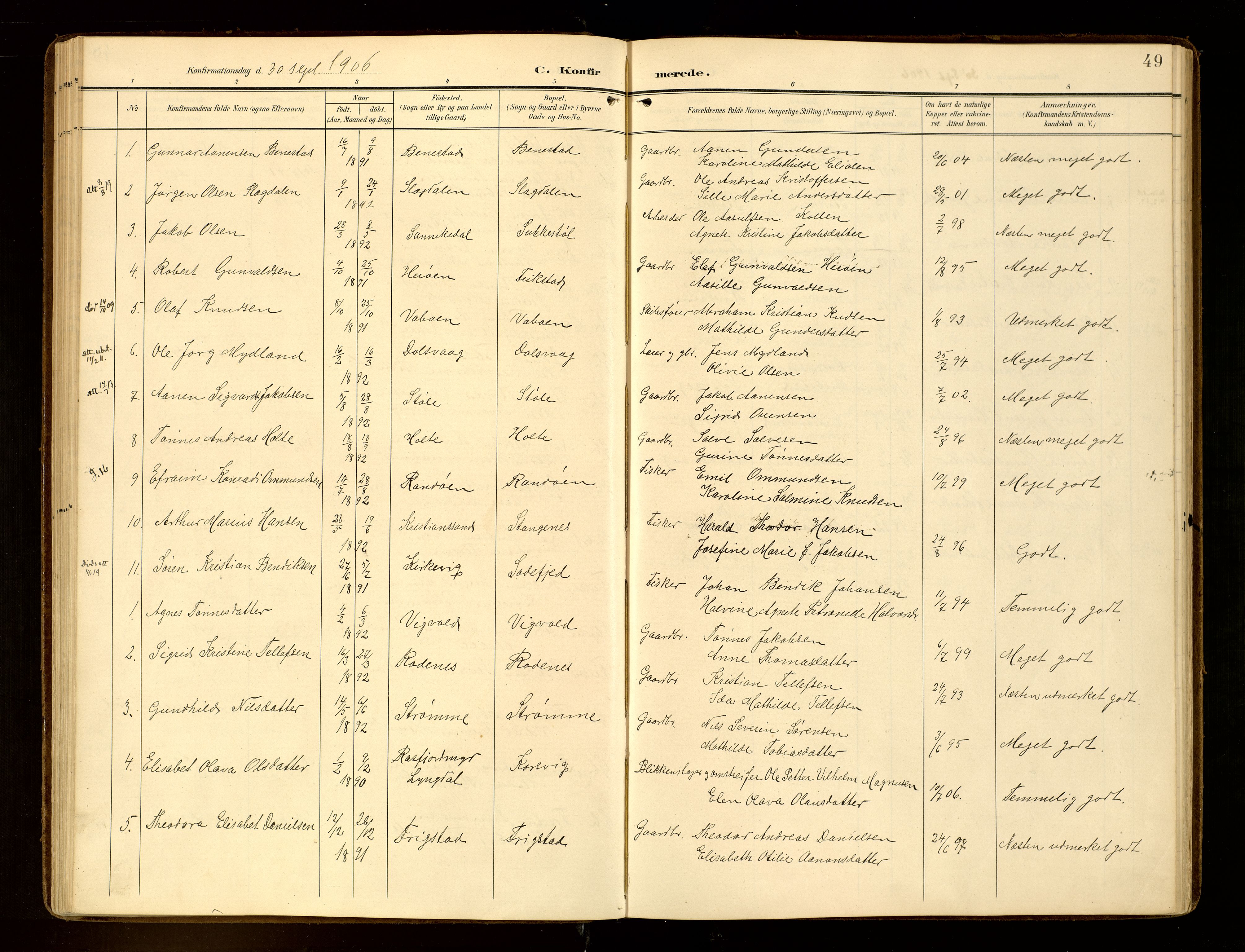 Oddernes sokneprestkontor, AV/SAK-1111-0033/F/Fa/Fab/L0003: Parish register (official) no. A 3, 1903-1916, p. 49