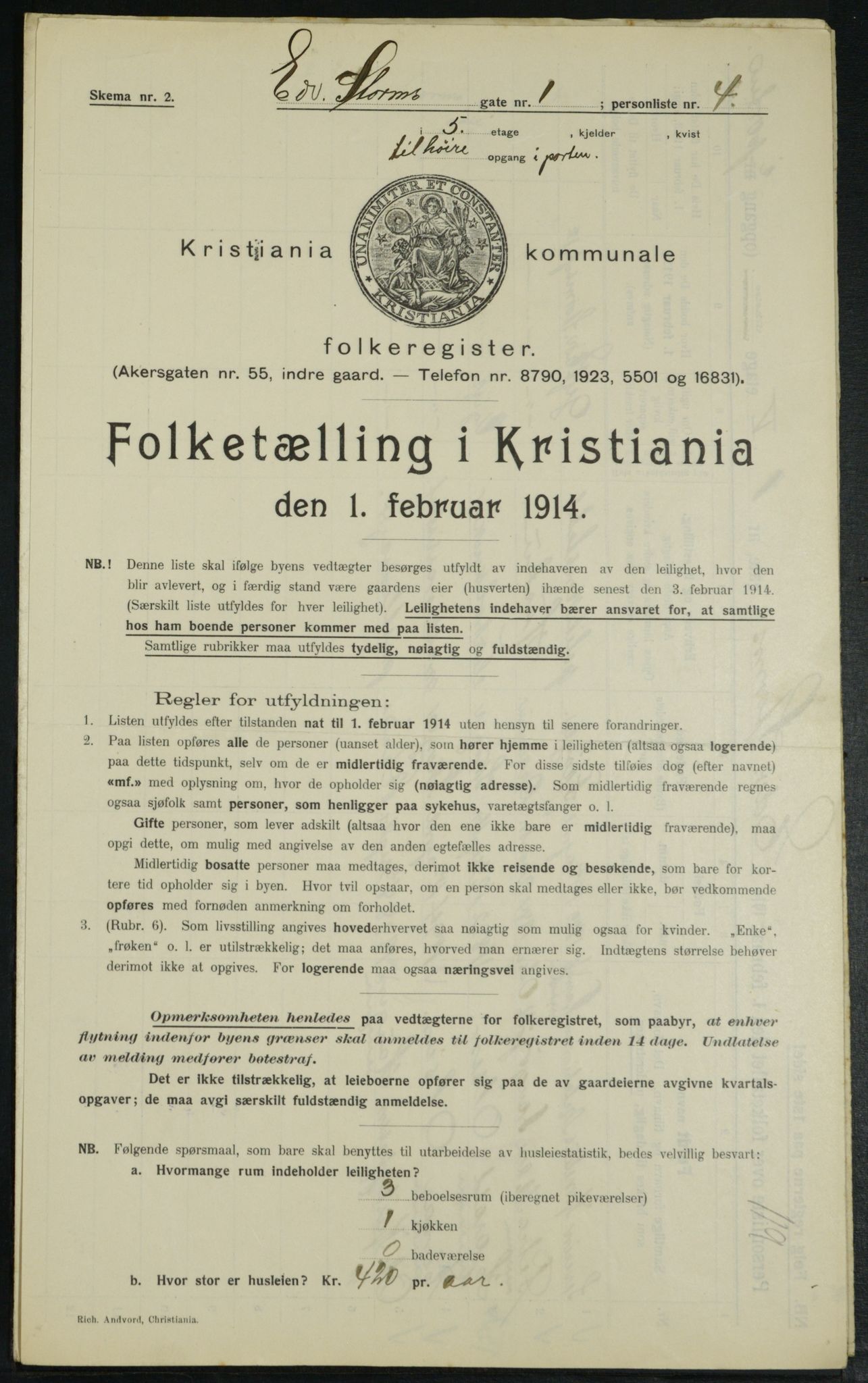 OBA, Municipal Census 1914 for Kristiania, 1914, p. 18879