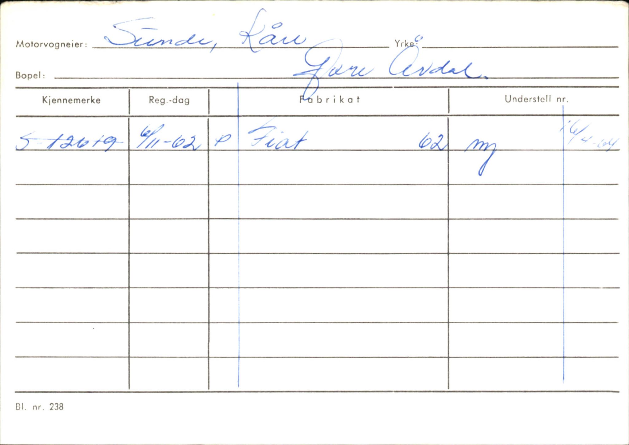 Statens vegvesen, Sogn og Fjordane vegkontor, SAB/A-5301/4/F/L0146: Registerkort Årdal R-Å samt diverse kort, 1945-1975, p. 706