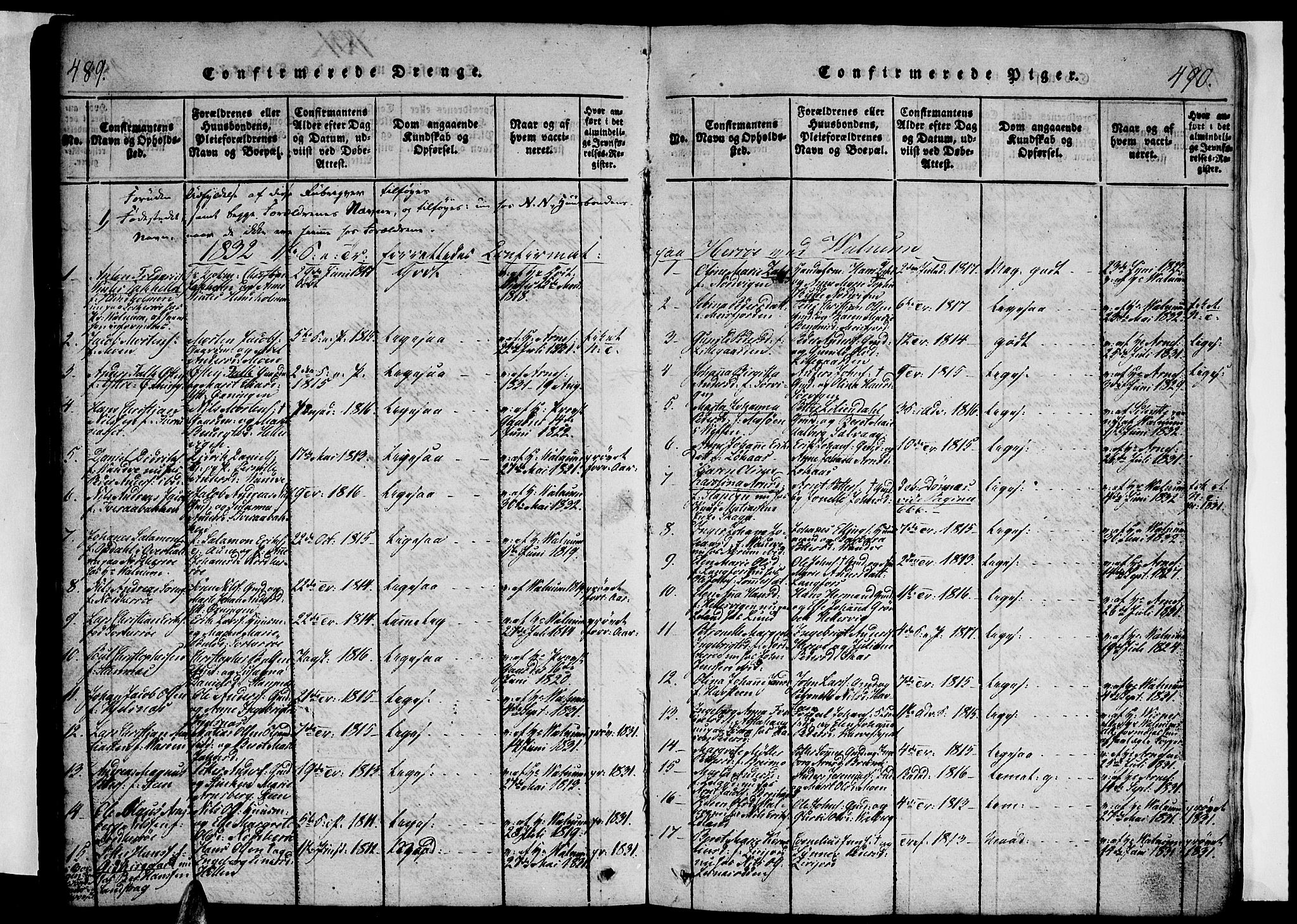 Ministerialprotokoller, klokkerbøker og fødselsregistre - Nordland, AV/SAT-A-1459/834/L0510: Parish register (copy) no. 834C01, 1820-1847, p. 489-490