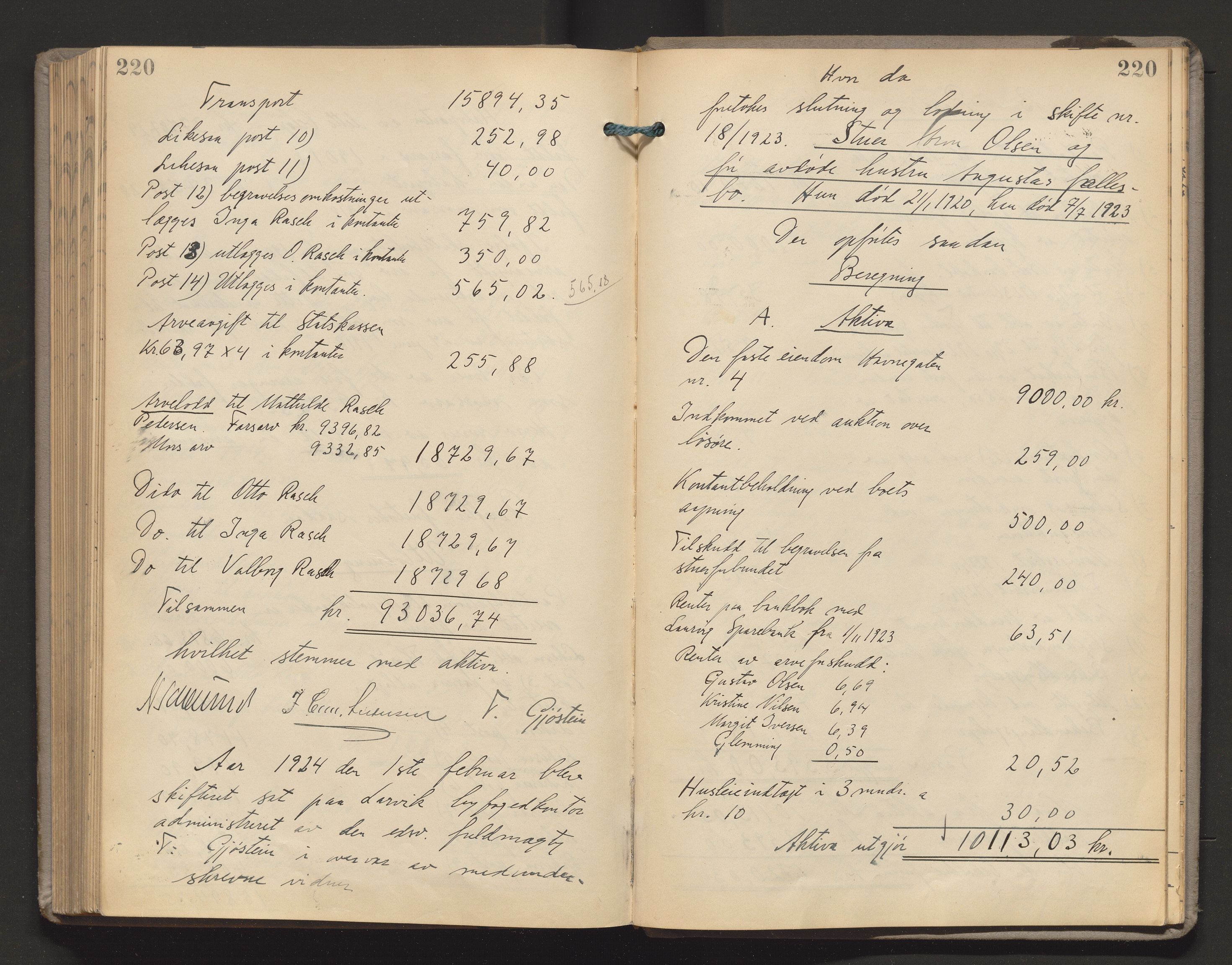 Larvik byfogd, AV/SAKO-A-218/H/Hb/Hbd/L0006: Skifteutlodningsprotokoll, 1915-1924, p. 220