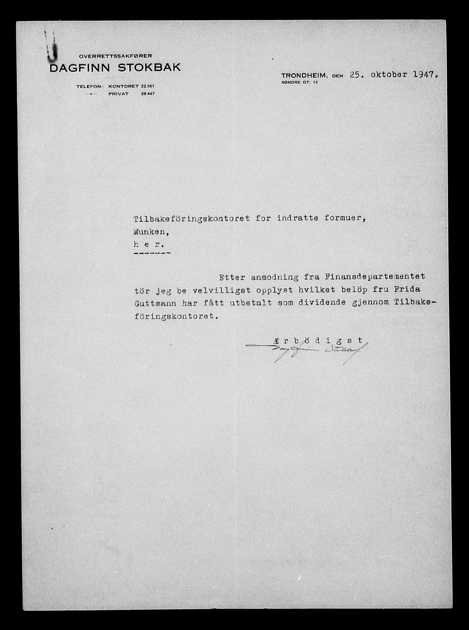 Justisdepartementet, Tilbakeføringskontoret for inndratte formuer, AV/RA-S-1564/H/Hc/Hca/L0896: --, 1945-1947, p. 12