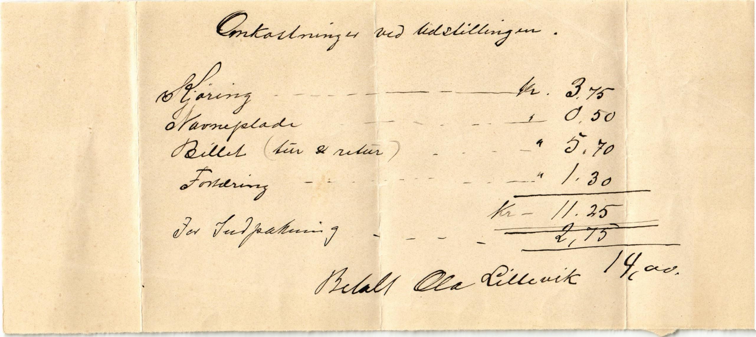 Ullensvang herad. Formannskapet , IKAH/1231b-021/E/Ea/L0009/0002: Emneordna, sideordna korrespondanse  / Rekneskap for utgifter til Bergenutstillingen , 1898-1899, p. 9