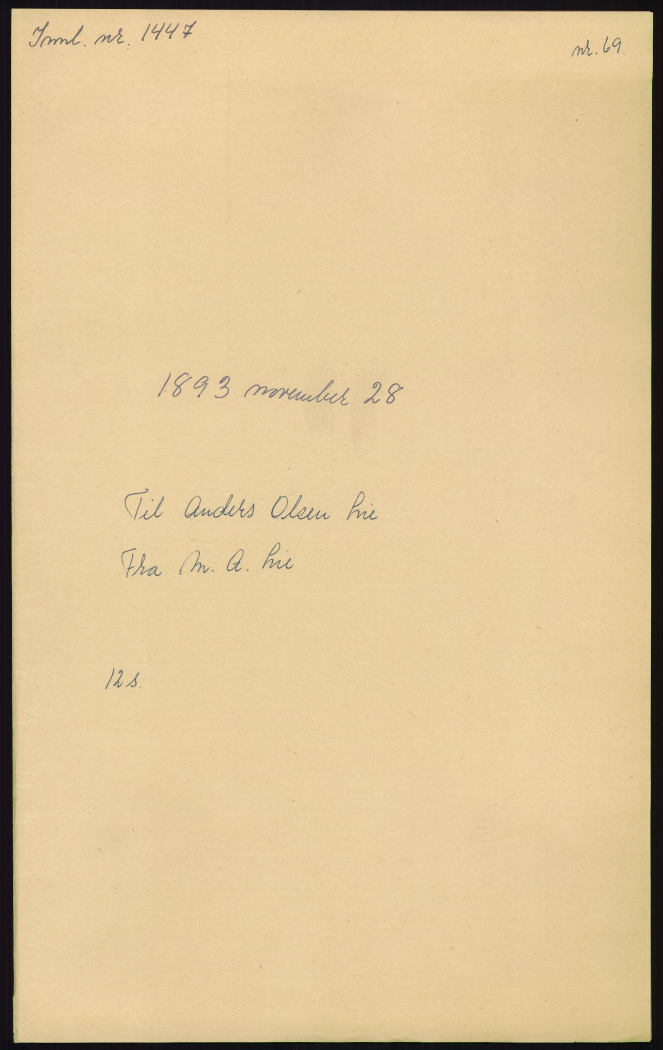 Samlinger til kildeutgivelse, Amerikabrevene, AV/RA-EA-4057/F/L0012: Innlån fra Oppland: Lie (brevnr 1-78), 1838-1914, p. 963