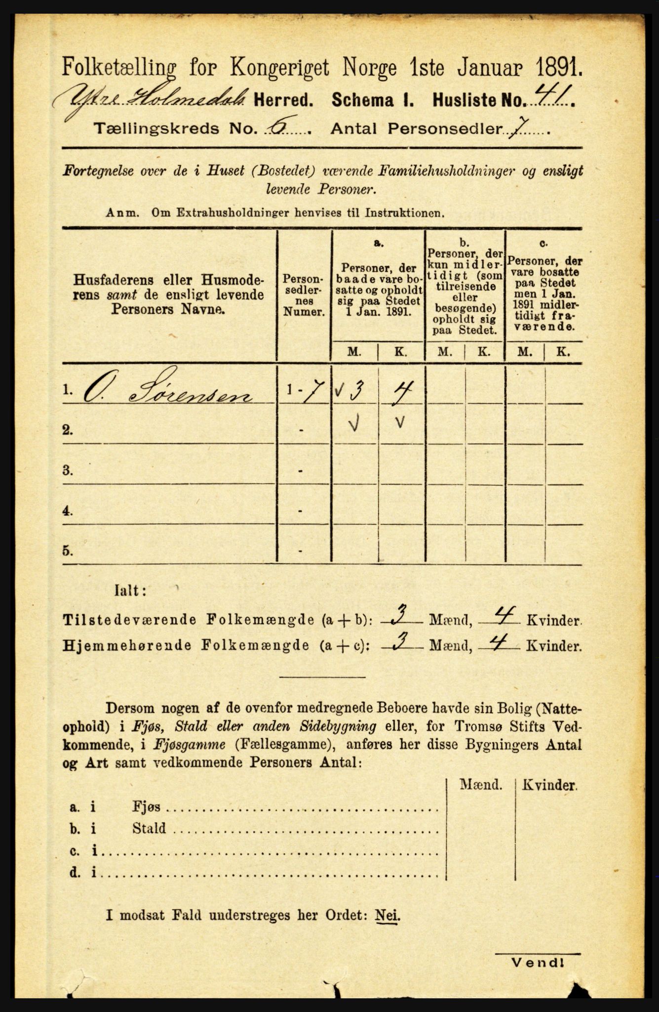 RA, 1891 census for 1429 Ytre Holmedal, 1891, p. 1328