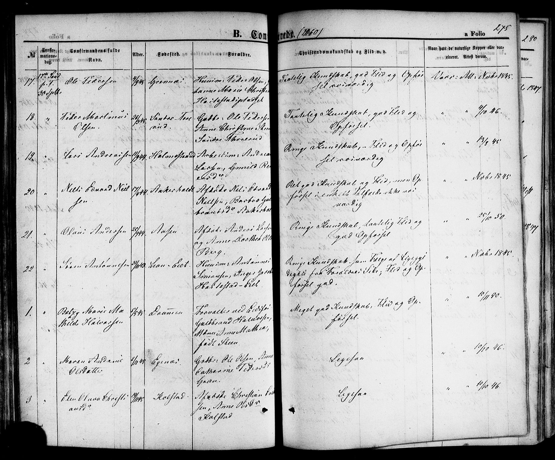 Hof kirkebøker, AV/SAKO-A-64/F/Fa/L0006: Parish register (official) no. I 6, 1851-1877, p. 275