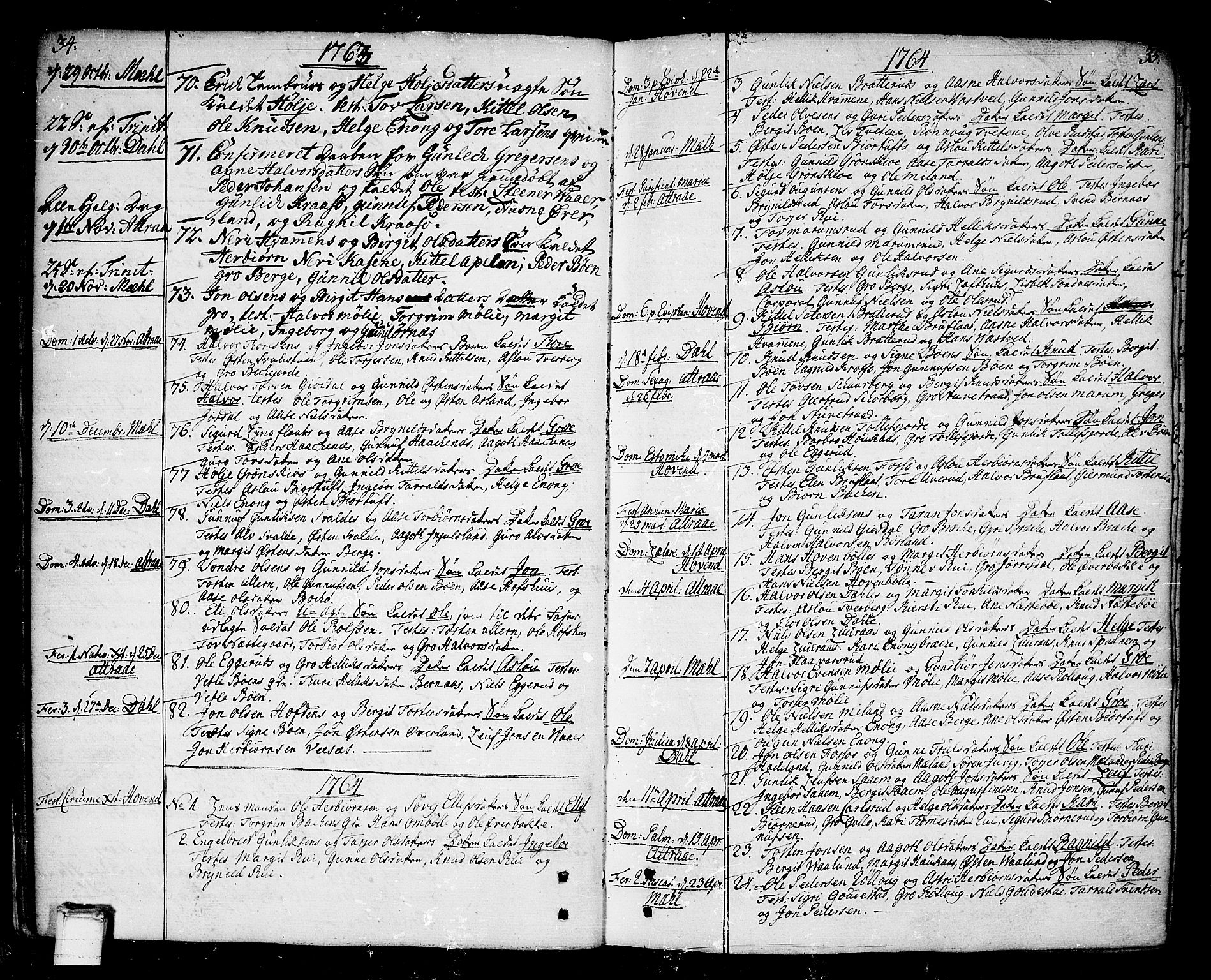 Tinn kirkebøker, AV/SAKO-A-308/F/Fa/L0002: Parish register (official) no. I 2, 1757-1810, p. 34-35