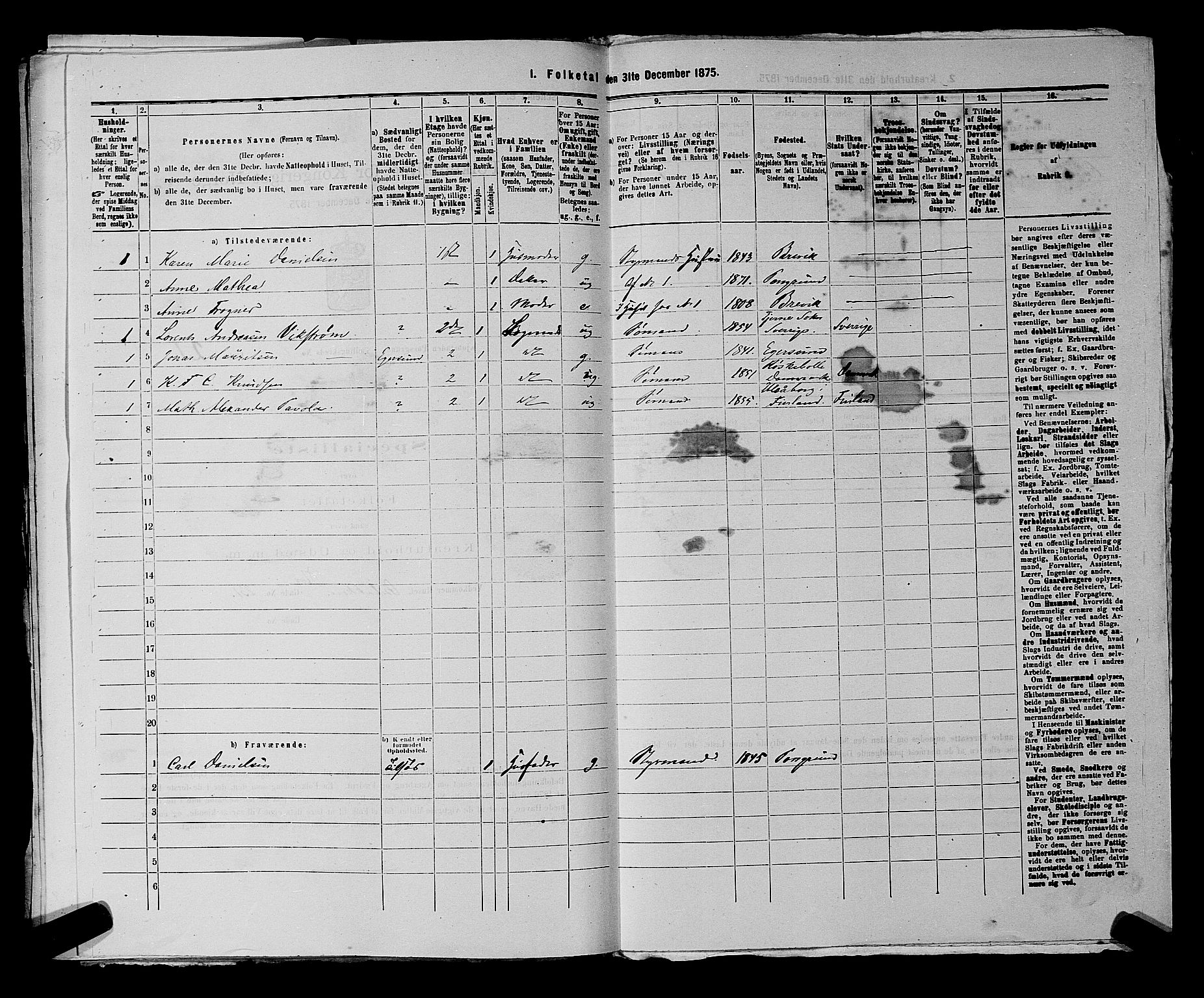 SAKO, 1875 census for 0805P Porsgrunn, 1875, p. 73