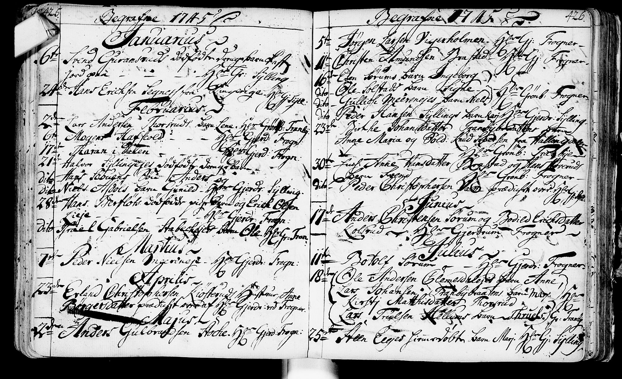 Lier kirkebøker, SAKO/A-230/F/Fa/L0003: Parish register (official) no. I 3, 1727-1748, p. 425-426
