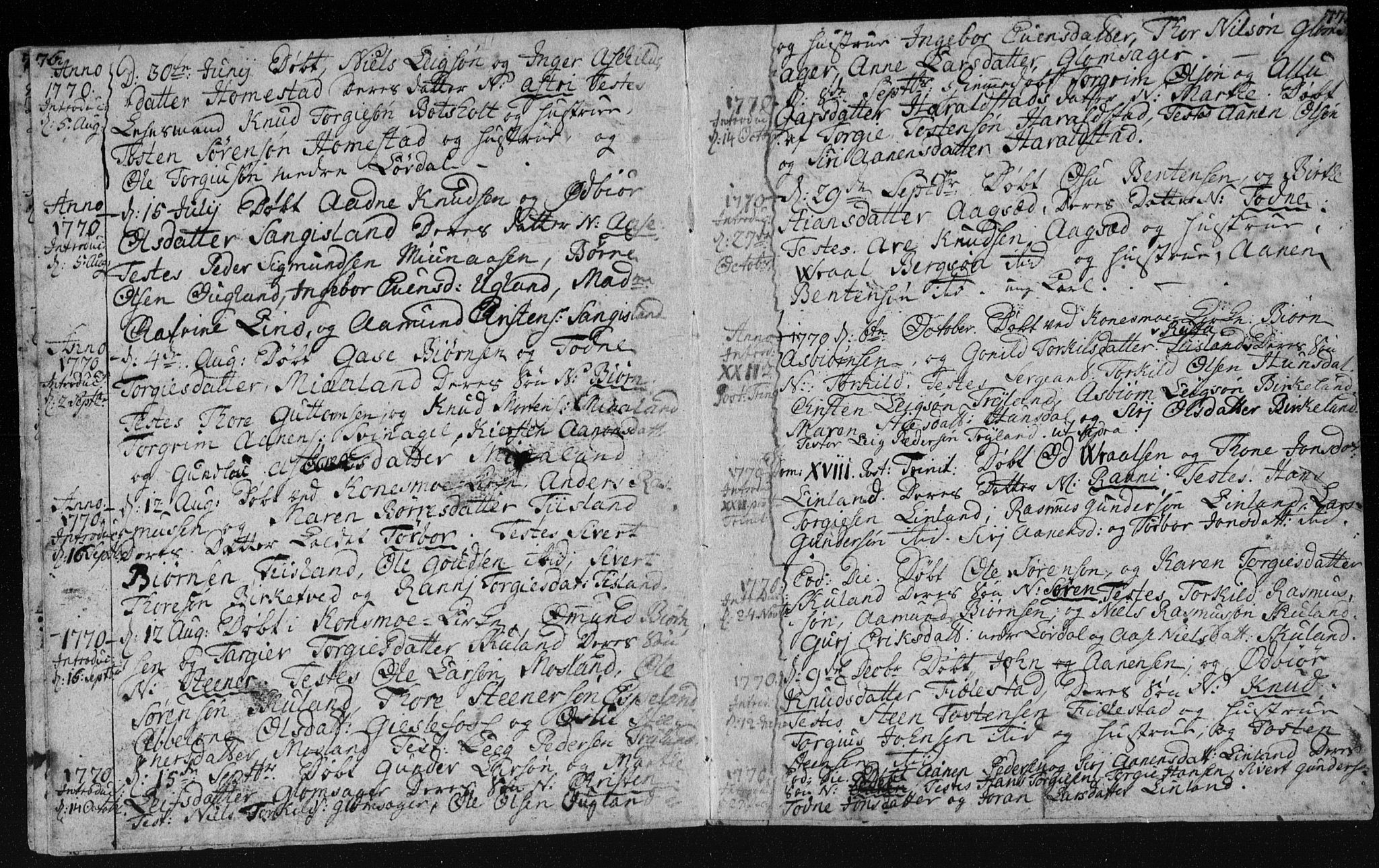 Holum sokneprestkontor, AV/SAK-1111-0022/F/Fa/Fab/L0003: Parish register (official) no. A 3, 1752-1774, p. 76-77