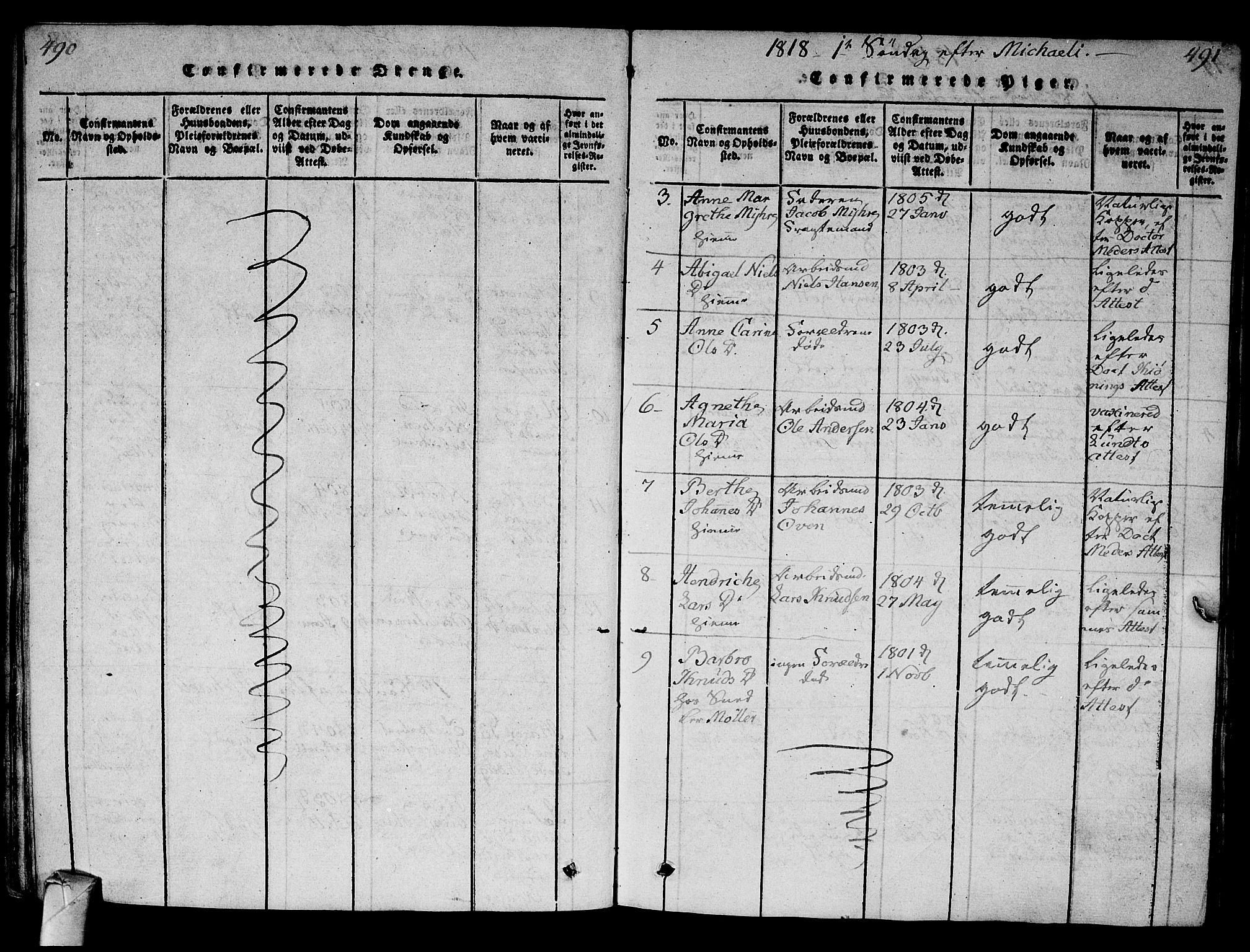 Strømsø kirkebøker, SAKO/A-246/G/Ga/L0001: Parish register (copy) no. 1, 1815-1829, p. 490-491