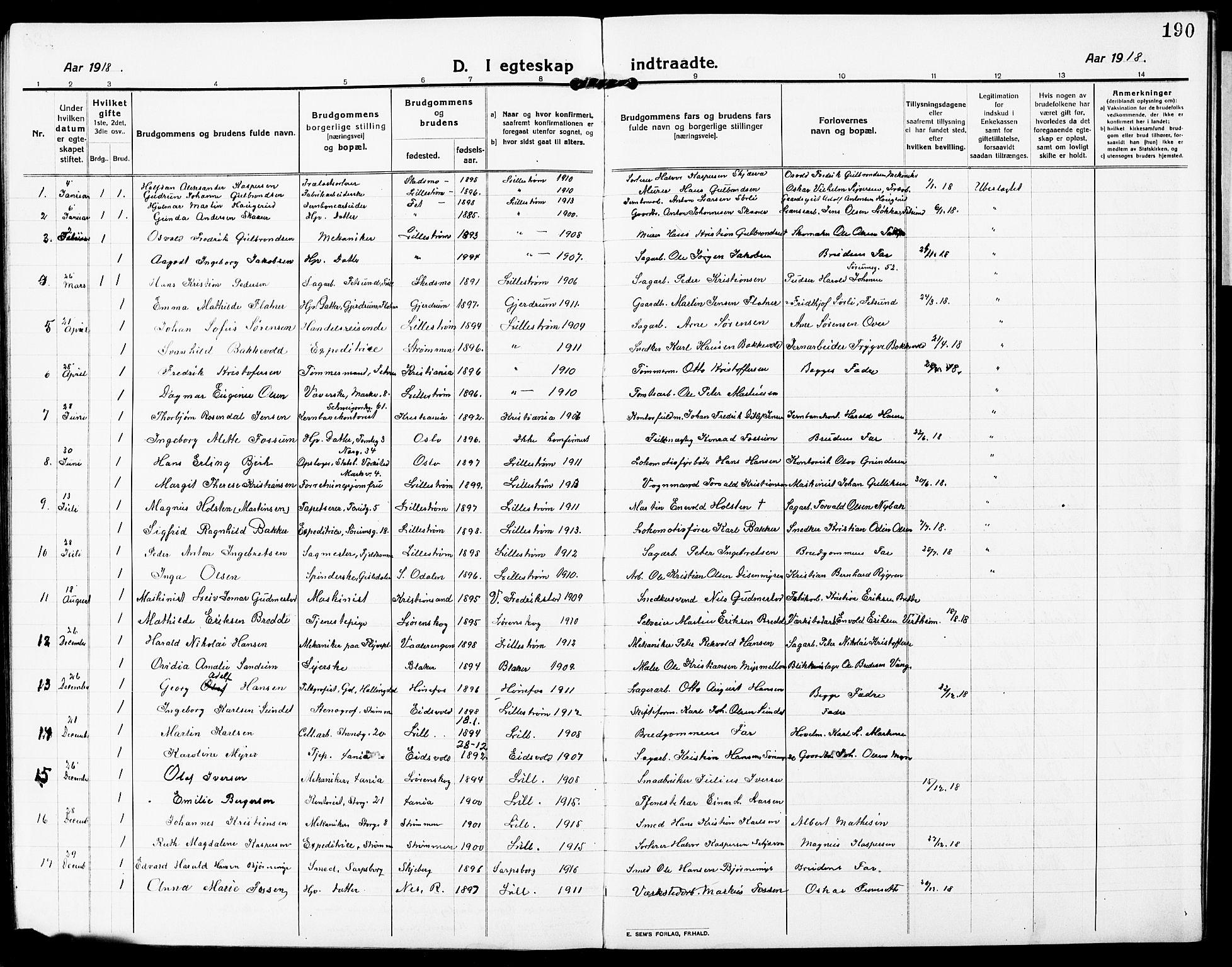 Skedsmo prestekontor Kirkebøker, SAO/A-10033a/G/Gc/L0002: Parish register (copy) no. III 2, 1917-1931, p. 190