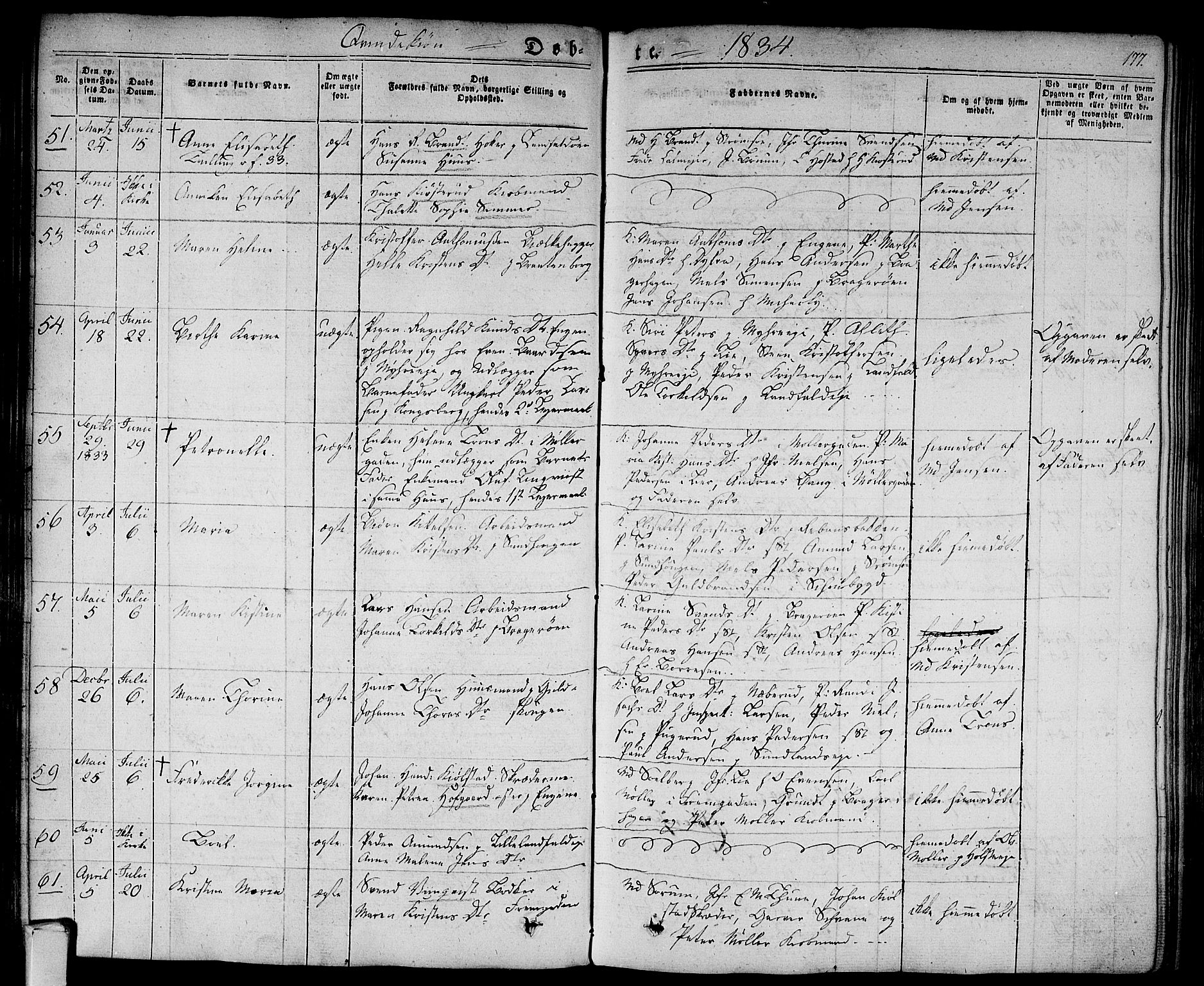 Bragernes kirkebøker, AV/SAKO-A-6/F/Fb/L0001: Parish register (official) no. II 1, 1830-1847, p. 177