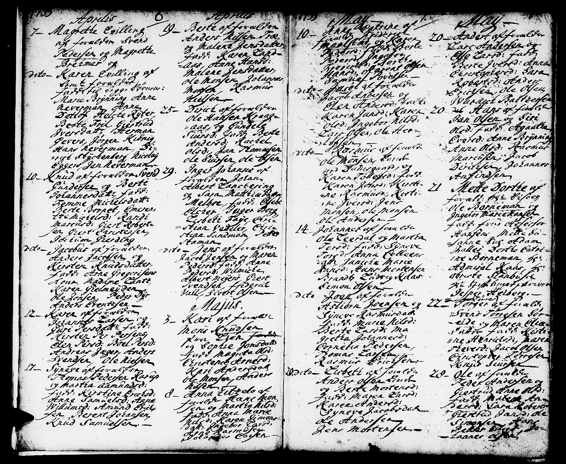 Domkirken sokneprestembete, AV/SAB-A-74801/H/Haa/L0002: Parish register (official) no. A 2, 1733-1750, p. 6-7