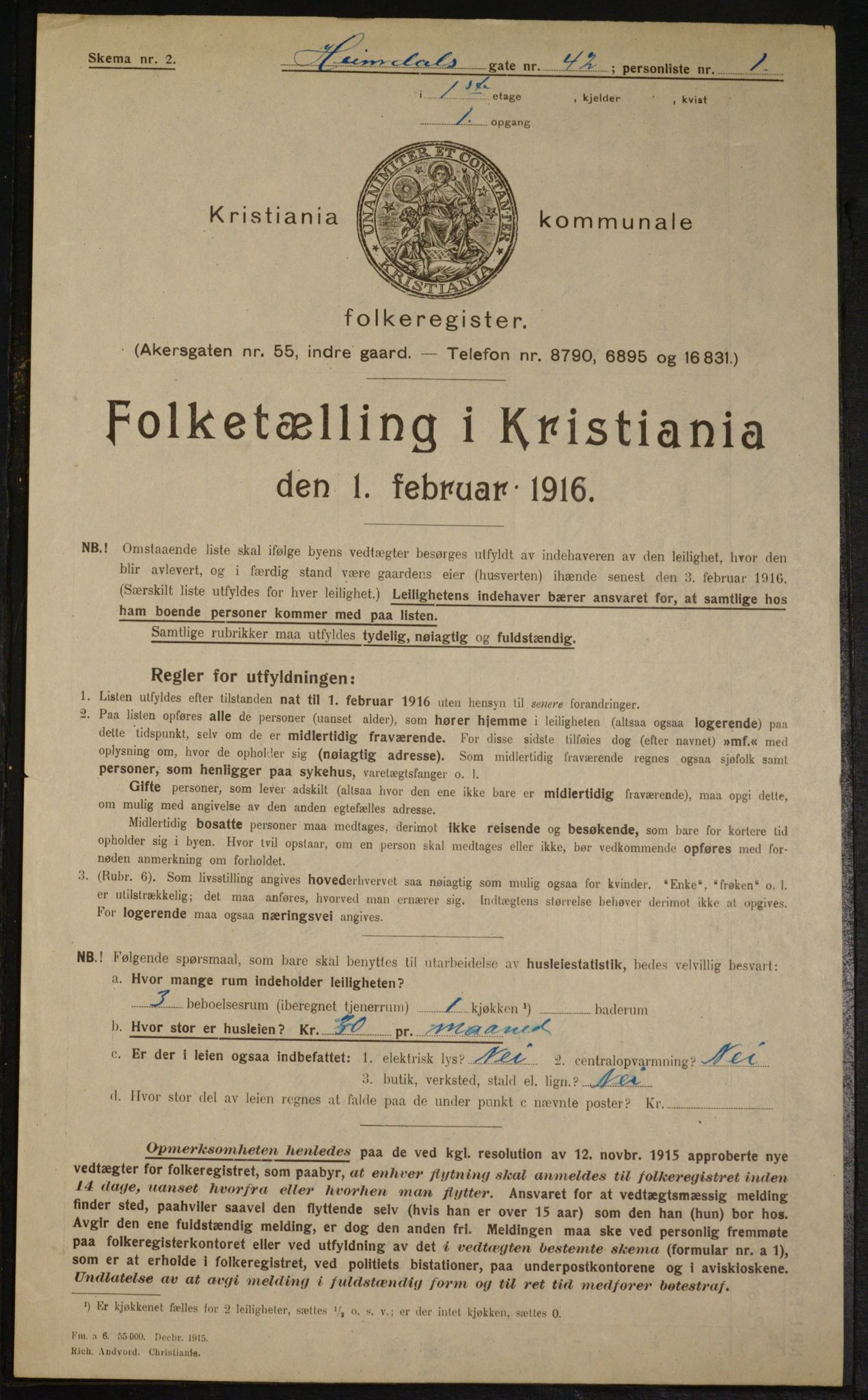 OBA, Municipal Census 1916 for Kristiania, 1916, p. 38052