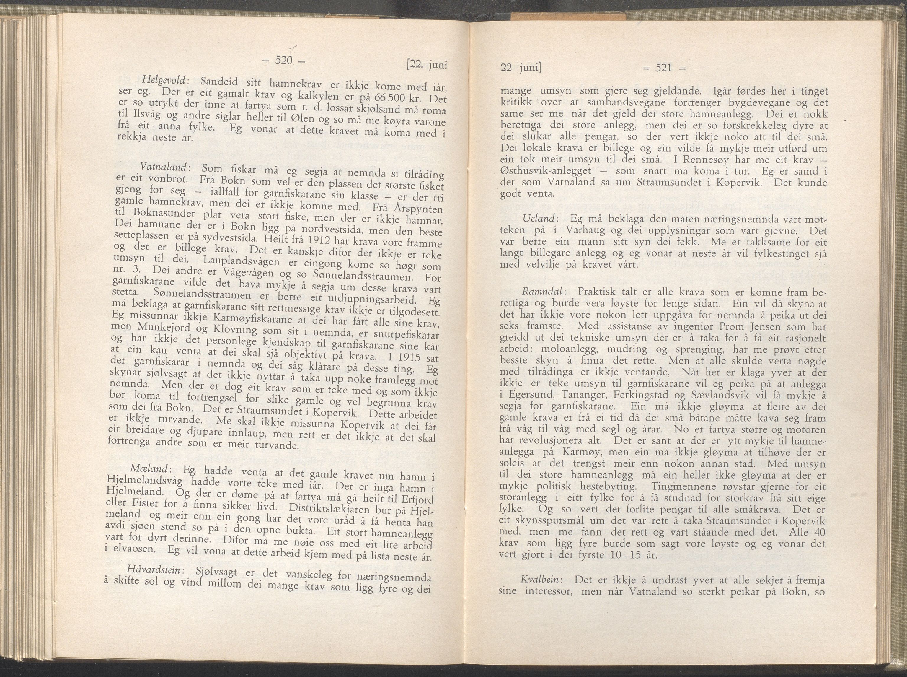 Rogaland fylkeskommune - Fylkesrådmannen , IKAR/A-900/A/Aa/Aaa/L0052: Møtebok , 1933, p. 520-521