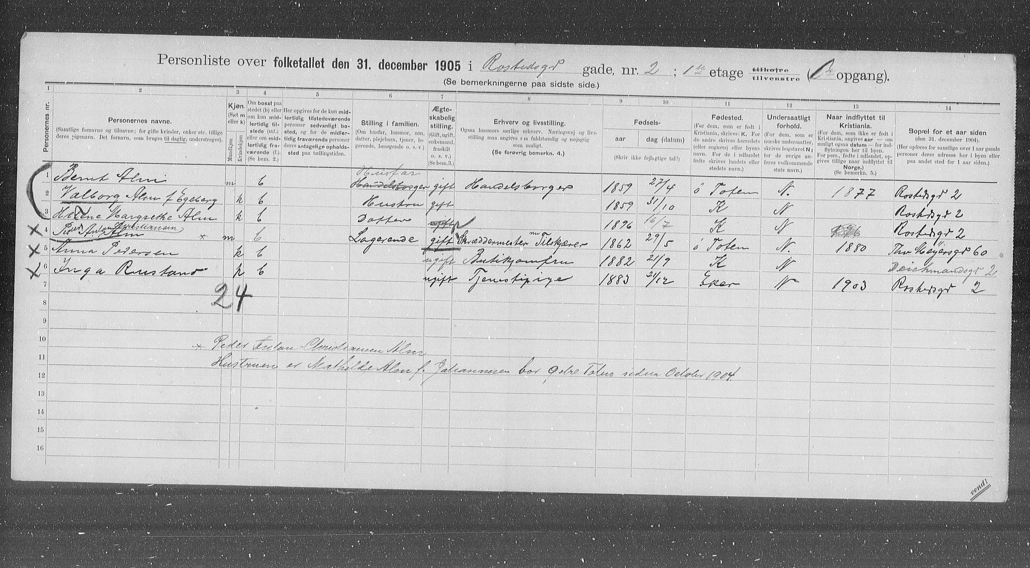 OBA, Municipal Census 1905 for Kristiania, 1905, p. 44328