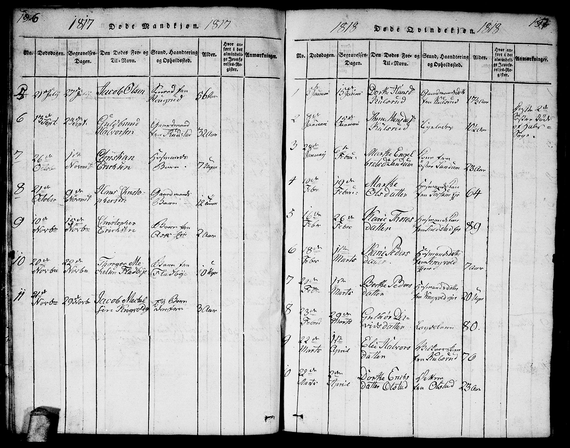 Gjerdrum prestekontor Kirkebøker, AV/SAO-A-10412b/F/Fa/L0004: Parish register (official) no. I 4, 1816-1836, p. 196-197