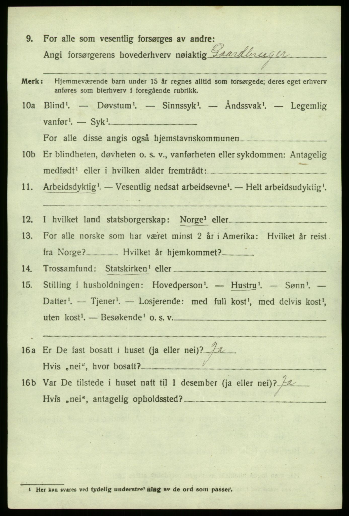 SAB, 1920 census for Austrheim, 1920, p. 3129