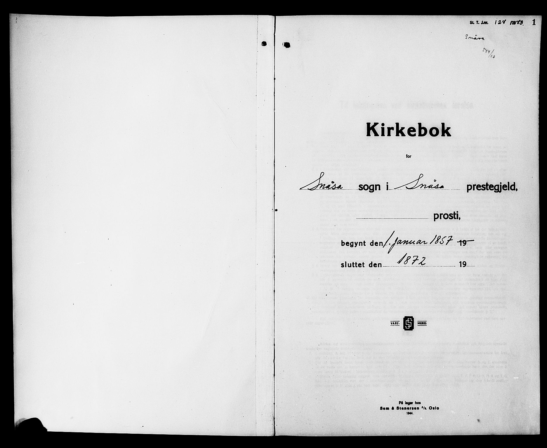 Ministerialprotokoller, klokkerbøker og fødselsregistre - Nord-Trøndelag, SAT/A-1458/749/L0485: Parish register (official) no. 749D01, 1857-1872, p. 1