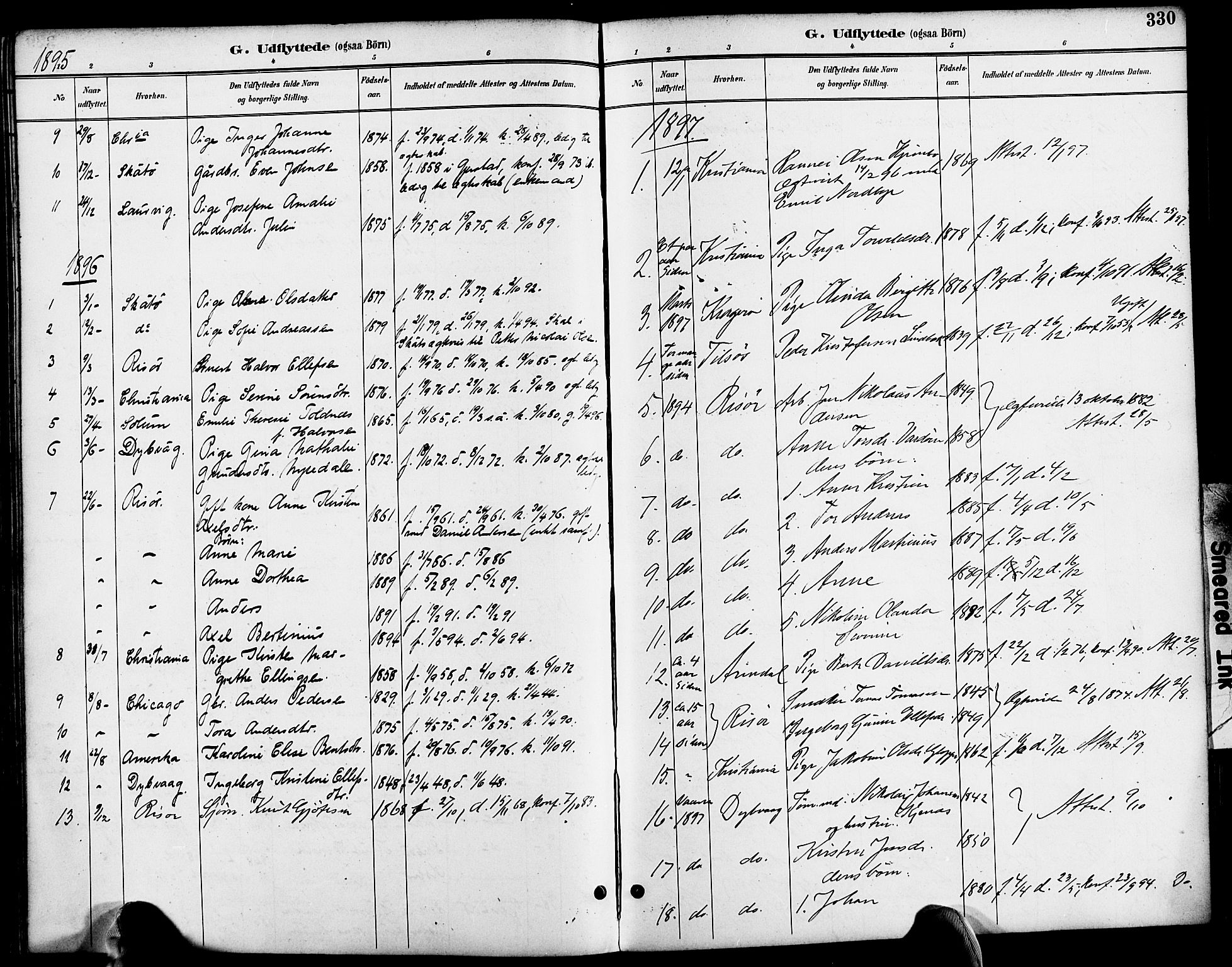 Søndeled sokneprestkontor, SAK/1111-0038/F/Fa/L0005: Parish register (official) no. A 5, 1889-1899, p. 330