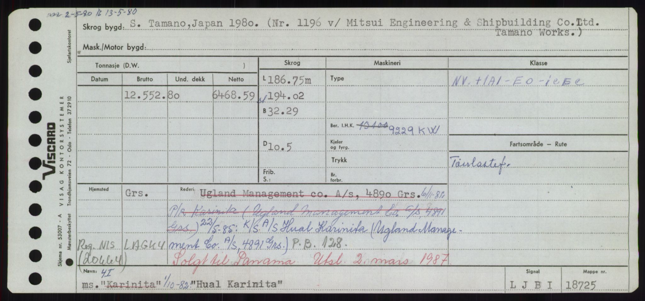 Sjøfartsdirektoratet med forløpere, Skipsmålingen, RA/S-1627/H/Hd/L0017: Fartøy, Holi-Hå, p. 127